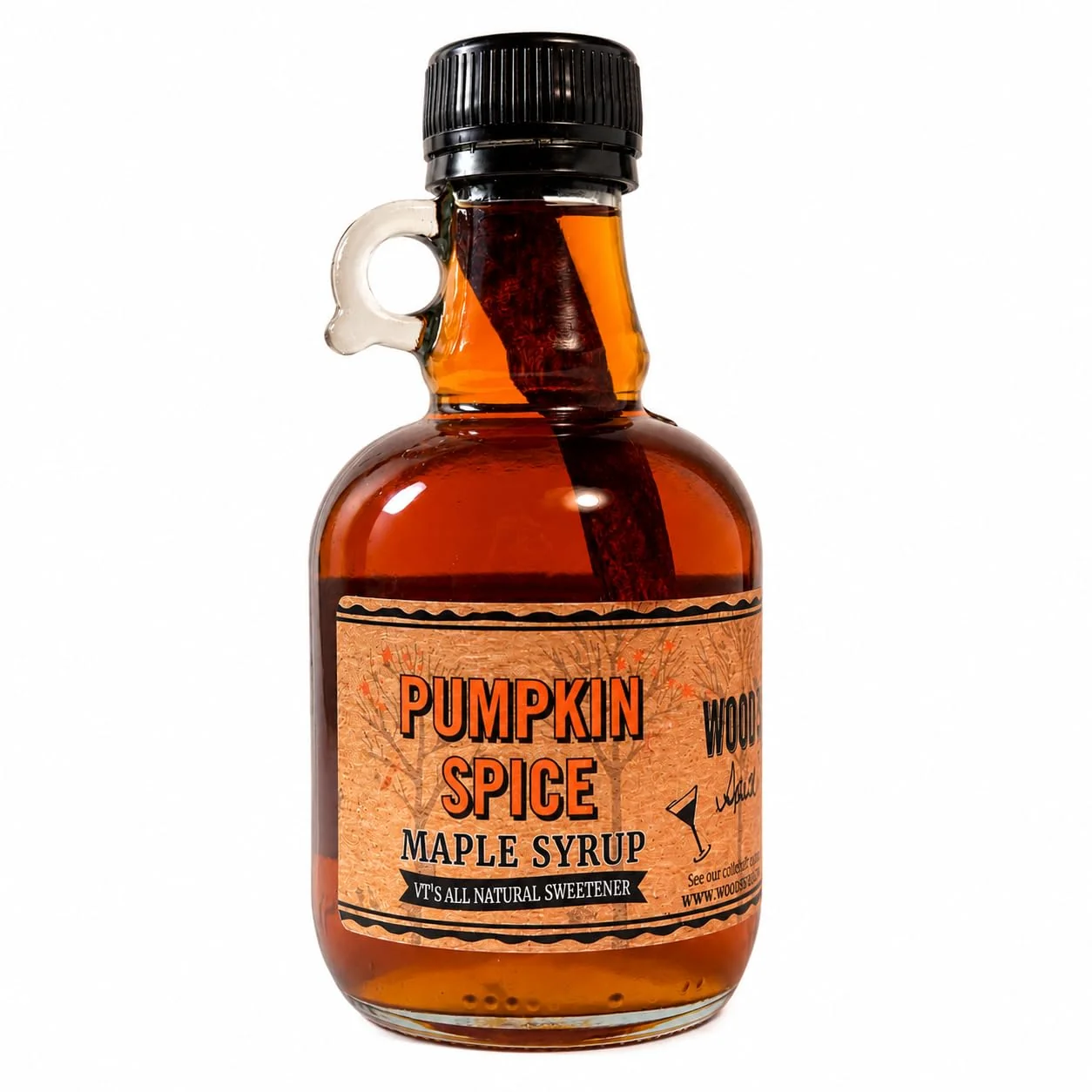 World-Class WOOD’S Pumpkin Spice Maple Syrup – Small-Batch Vermont Maple Syrup Infused with Cozy Fall Spices Natural Vegan Sweetener for Coffee Pancakes Baking amp More 8.45 Fl Oz 250mL Secure
