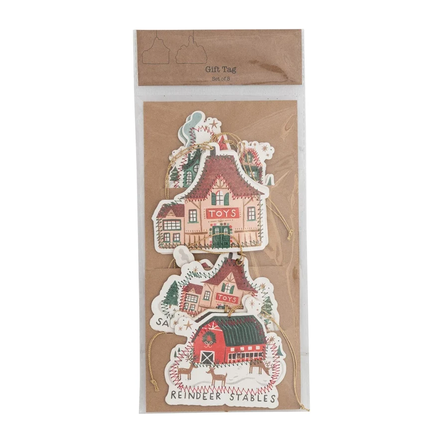 Exclusive Recycled Paper North Pole Gift Tags Set of 8 Sophisticated