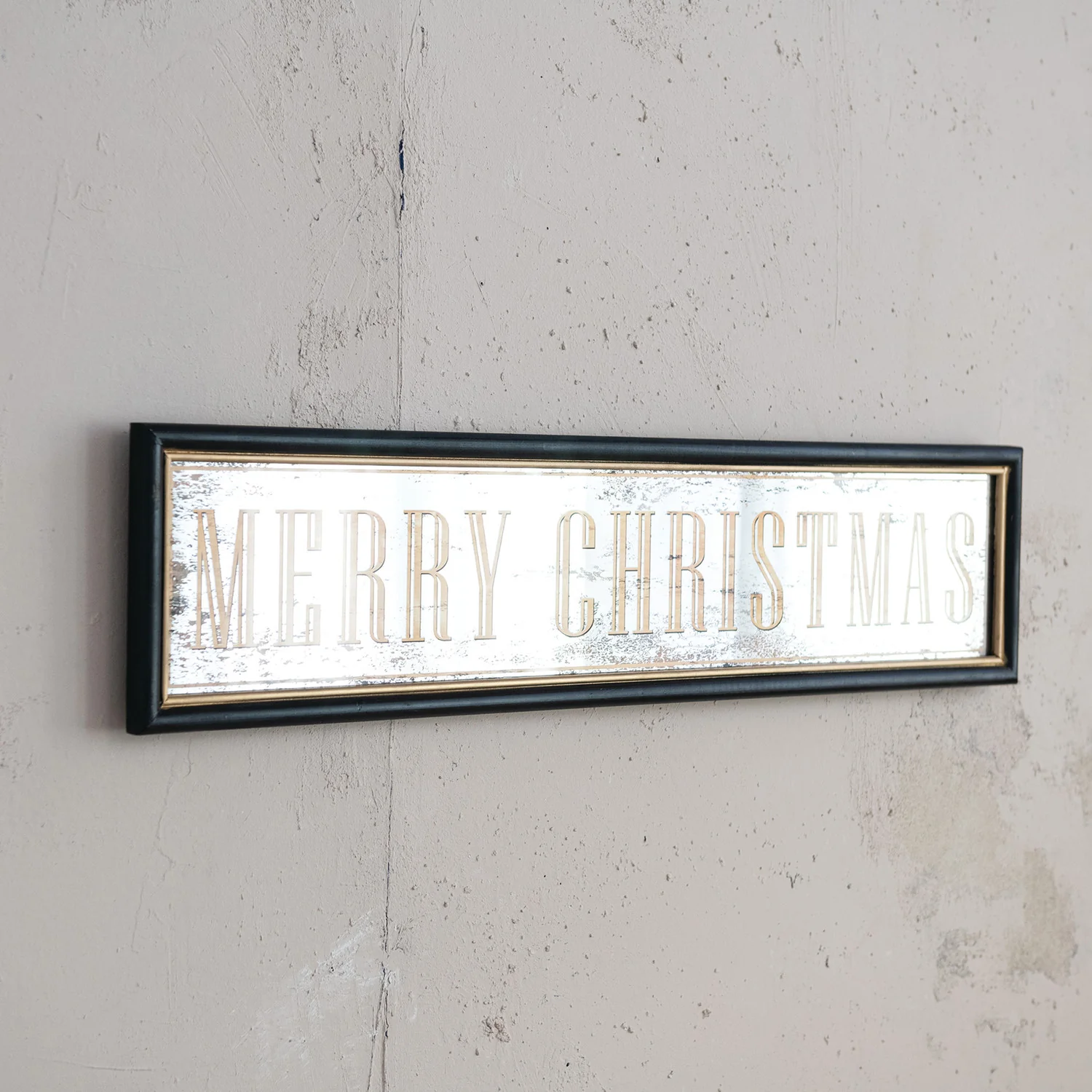 Eco-Friendly Merry Christmas Antiqued Mirror Wall Decor 32 x7.5 World-Class
