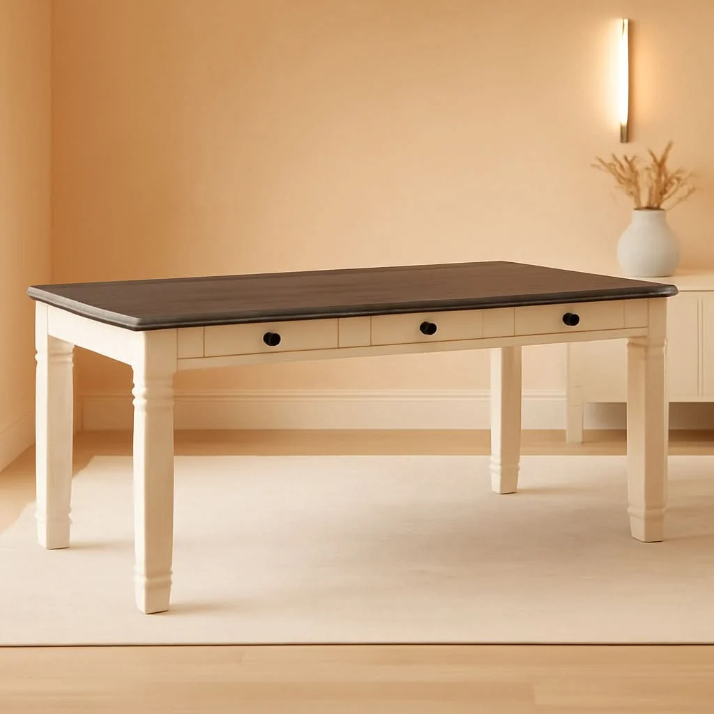 Practical Bolanburg Farmhouse Dining Table Drawers Whitewash Seats 6 Reusable