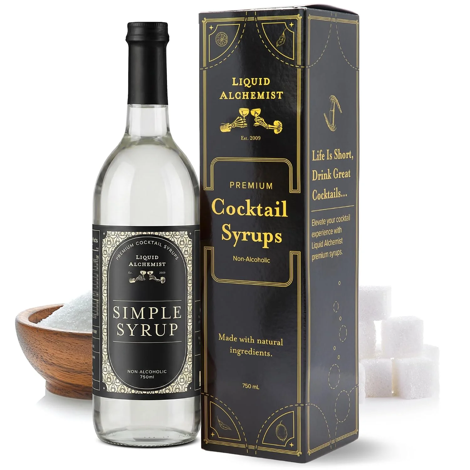 Optimized Liquid Alchemist Simple Syrup for Cocktails – Ingredients Make our Simple Sugar Syrup the Old Fashioned Mix – Our Drink Mix is Non-GMO Gluten amp Vegan 25.4 oz Premium