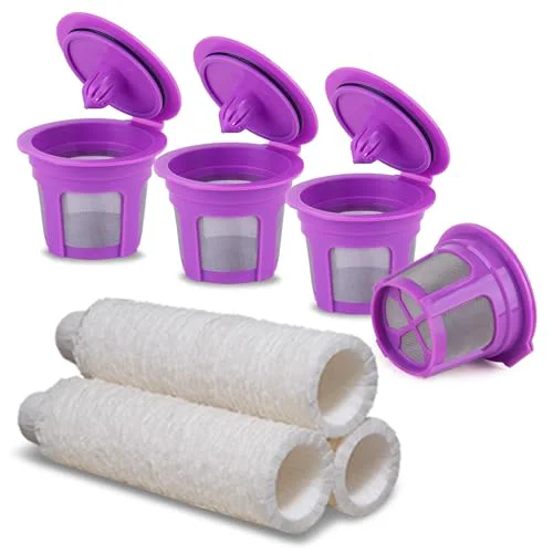 Dependable 4 Pack Reusable K Cup Filters with 100 Count Coffee Filters Paper 104 Count Original Design