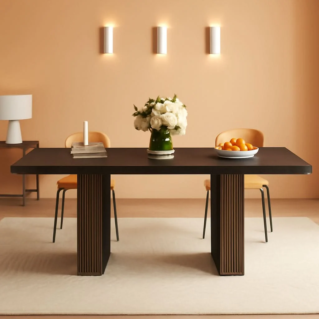 Smooth Dining Table 78 Inch Black Rectangular Farmhouse Kitchen Optimized