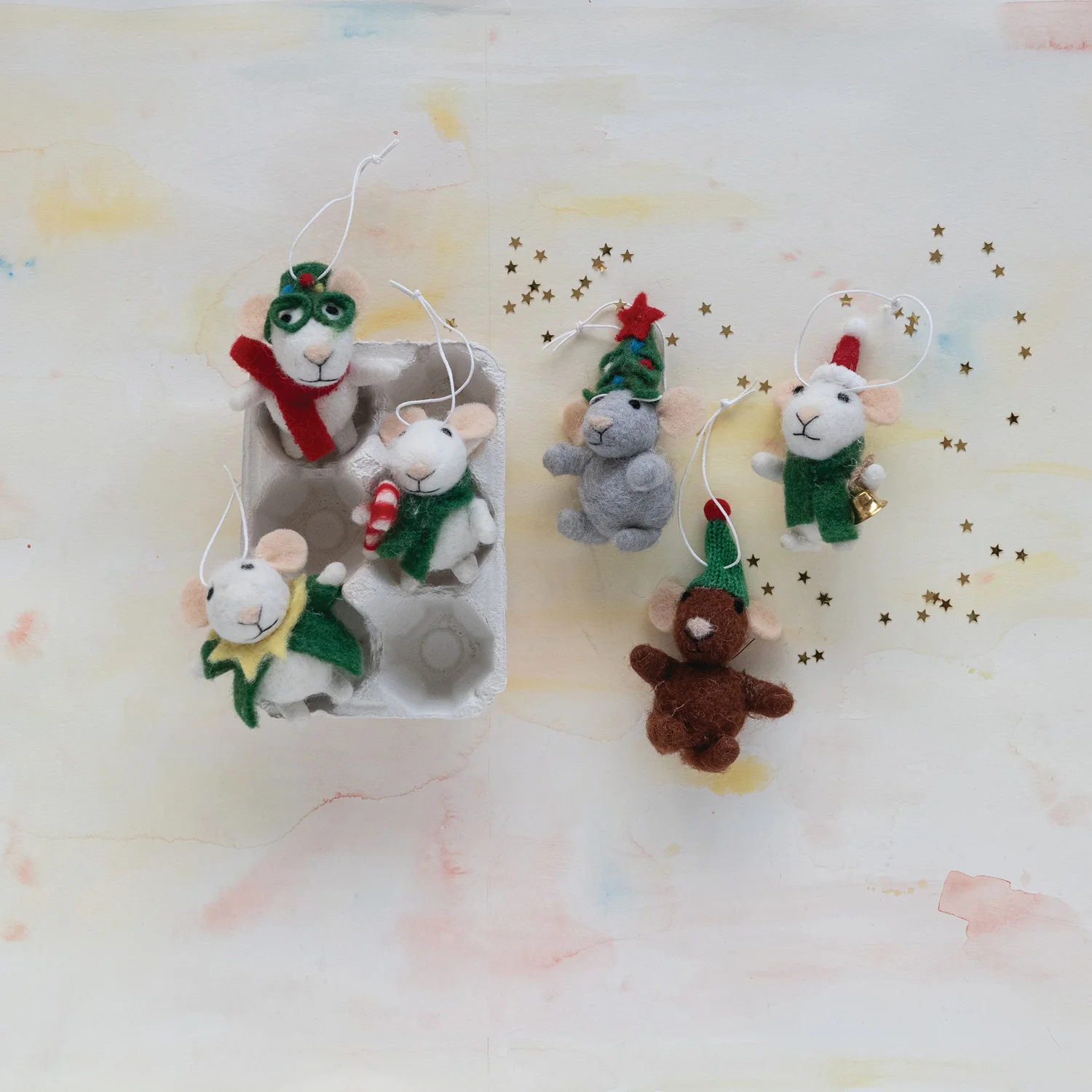 Premium Wool Felt Mice Ornaments Fashionable