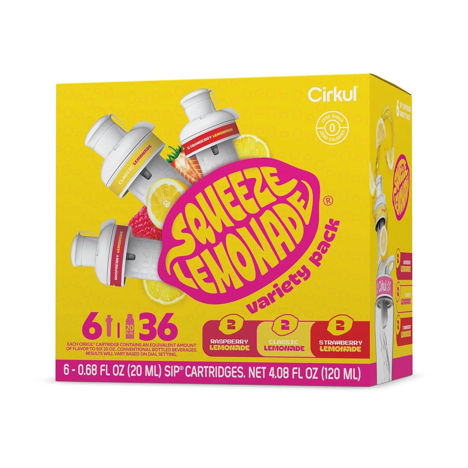 Fashionable Cirkul Squeeze Lemonade Flavor Cartridge Variety Pack with B Vitamins 6-Pack 2 Classic 2 Strawberry 2 Raspberry No Sugar Zero Calorie Drink Mix Convenient