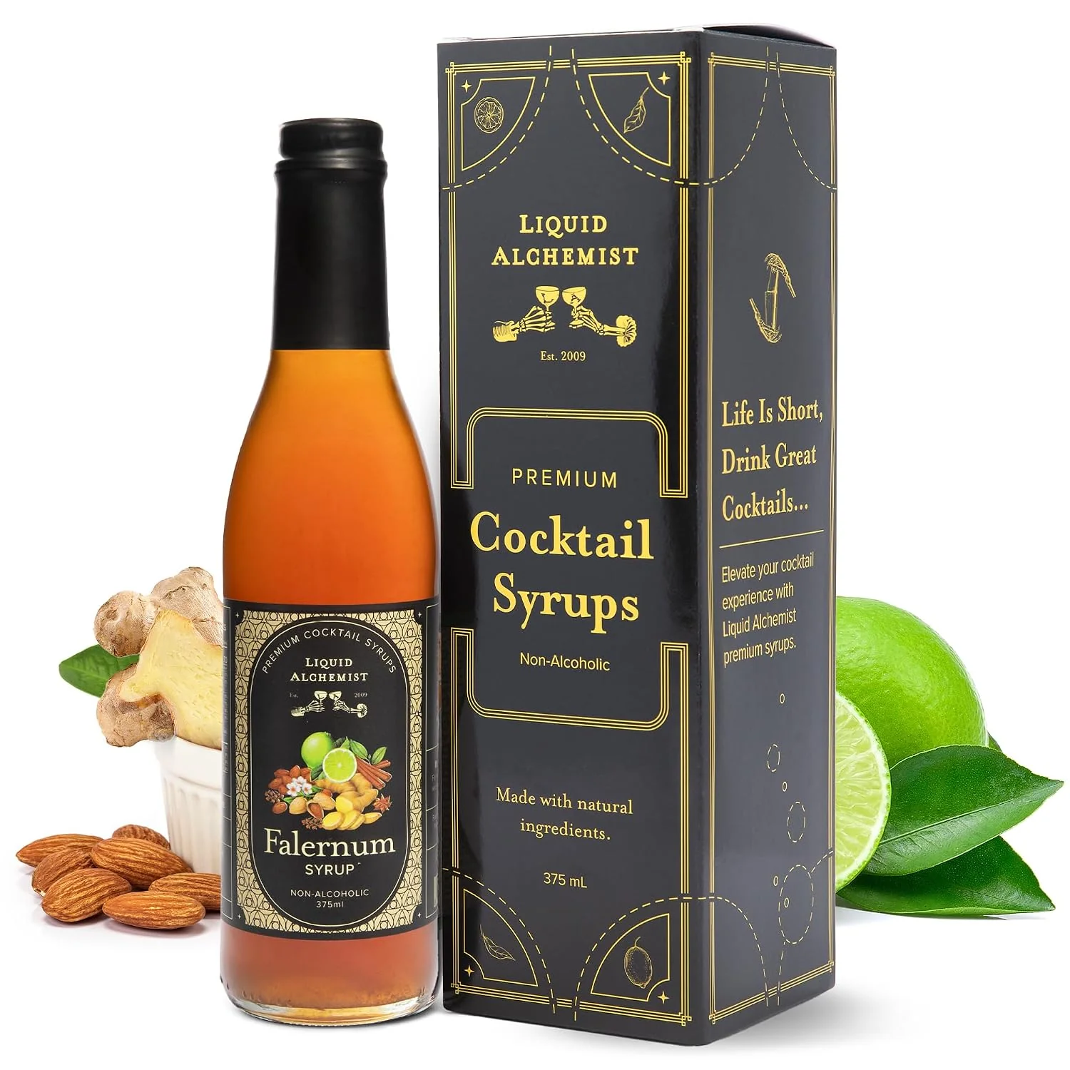 Professional Liquid Alchemist Falernum Syrup for Cocktails Ingredients Make our Falernum Cocktail Syrup a Great Mixer for any Tiki Drink Small Batch Non-GMO amp Vegan 12.7 oz Drink Mixer Pack of 1 Fine