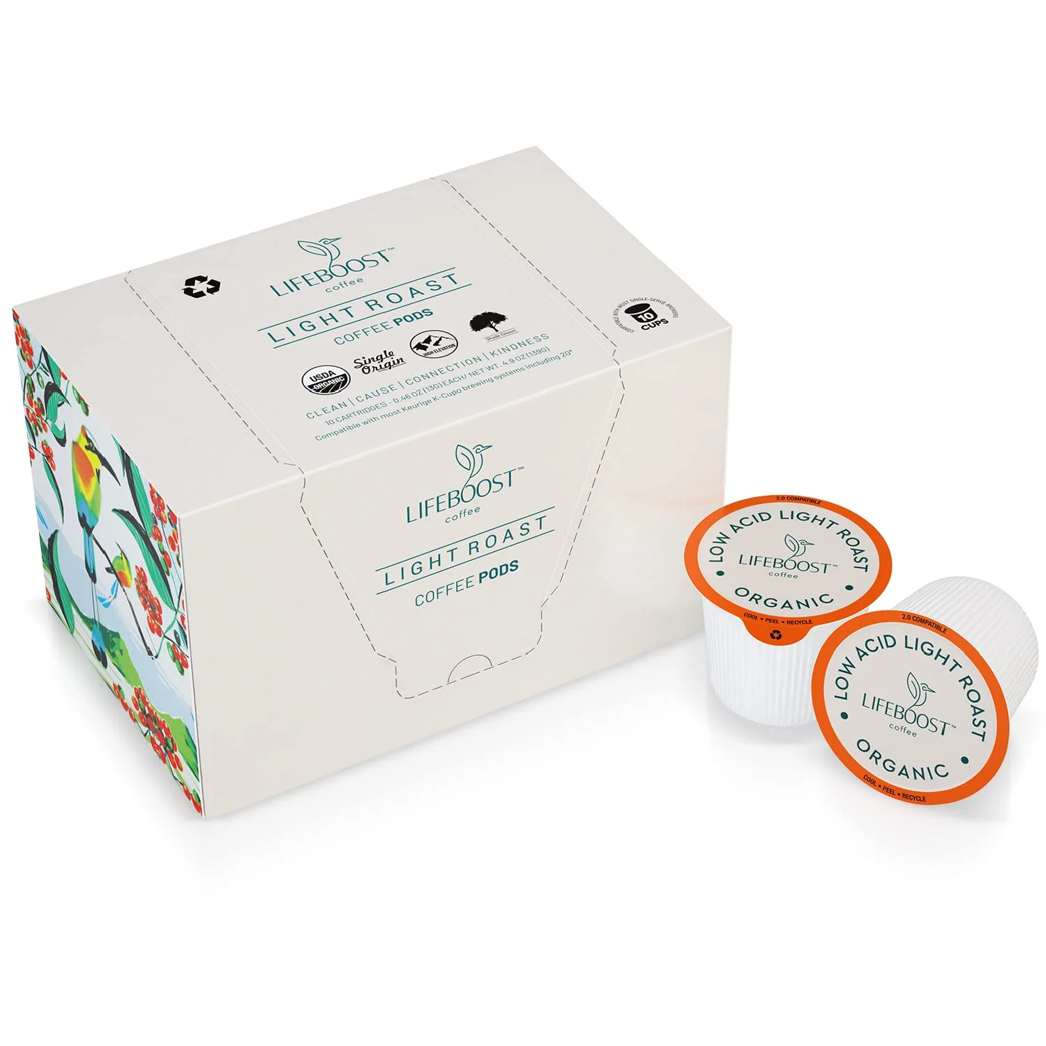 Selected Lifeboost Light Roast Low Acid Coffee Pods – Single Origin Non-GMO Organic Coffee K Cups – Compatible with Keurig Keurig 2 Machines – 10 Count Advanced