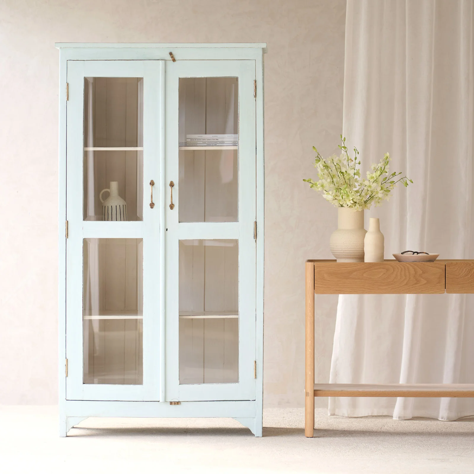 Detailed Vintage Large Cabinet Sky Blue Pure