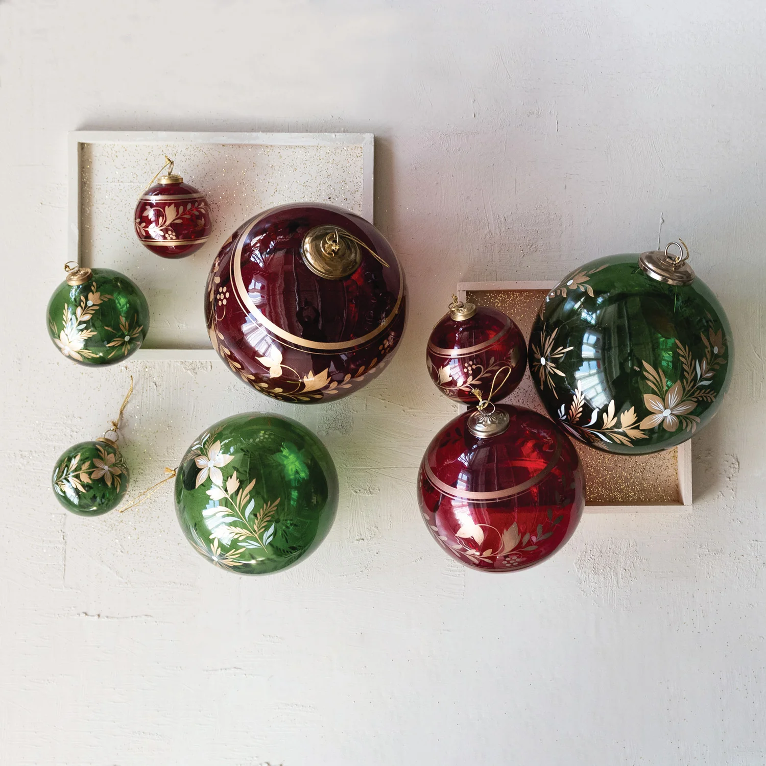 Next-Generation Hand-Painted with Golden Botanicals Glass Ball Ornament Official