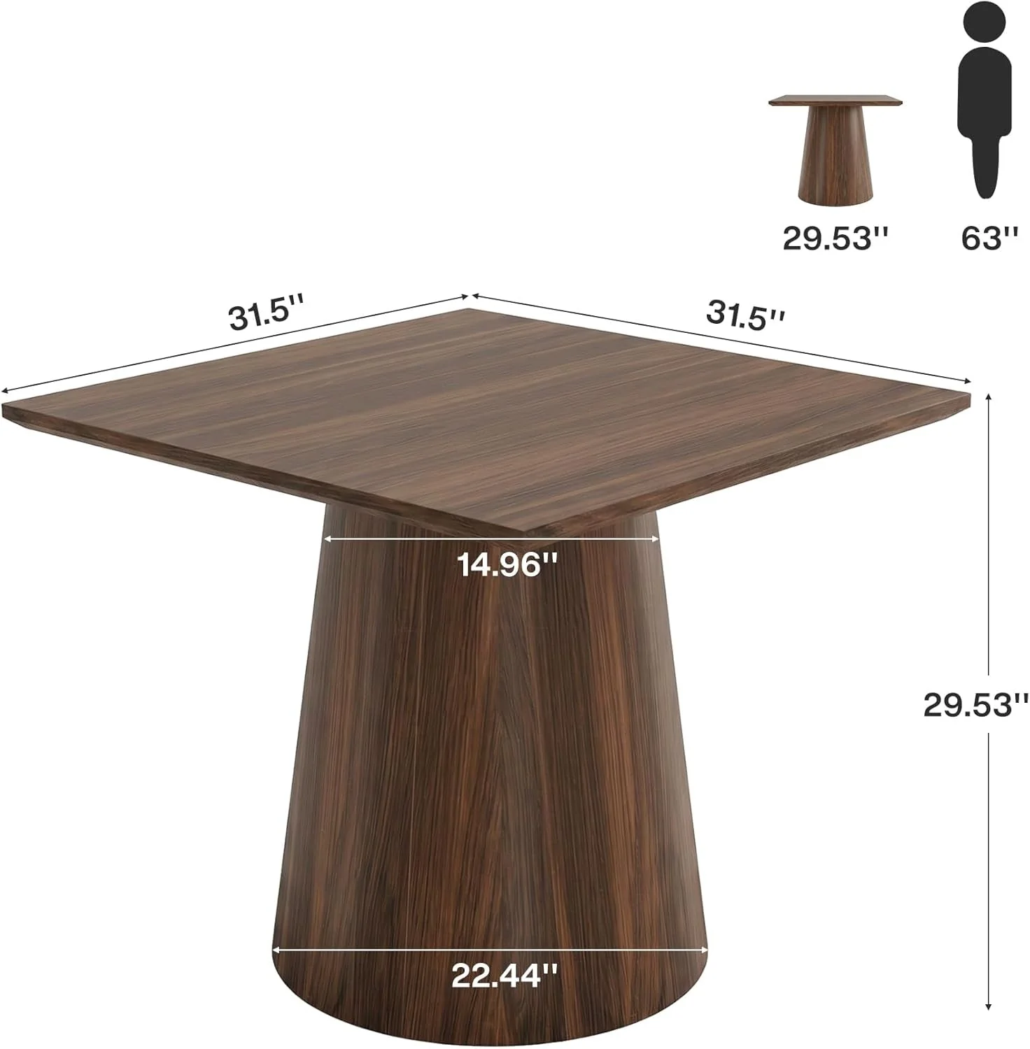 Sophisticated Space Saving Square Shaped Dining Table Pedestal Base Healthy