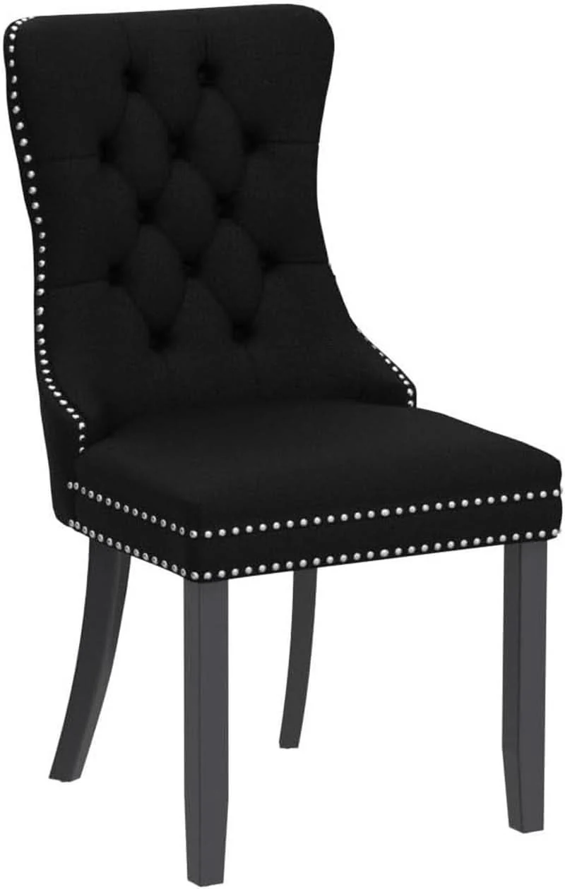 Elegant Velvet Dining Chairs Black Tufted Upholstered Set 4 Elite