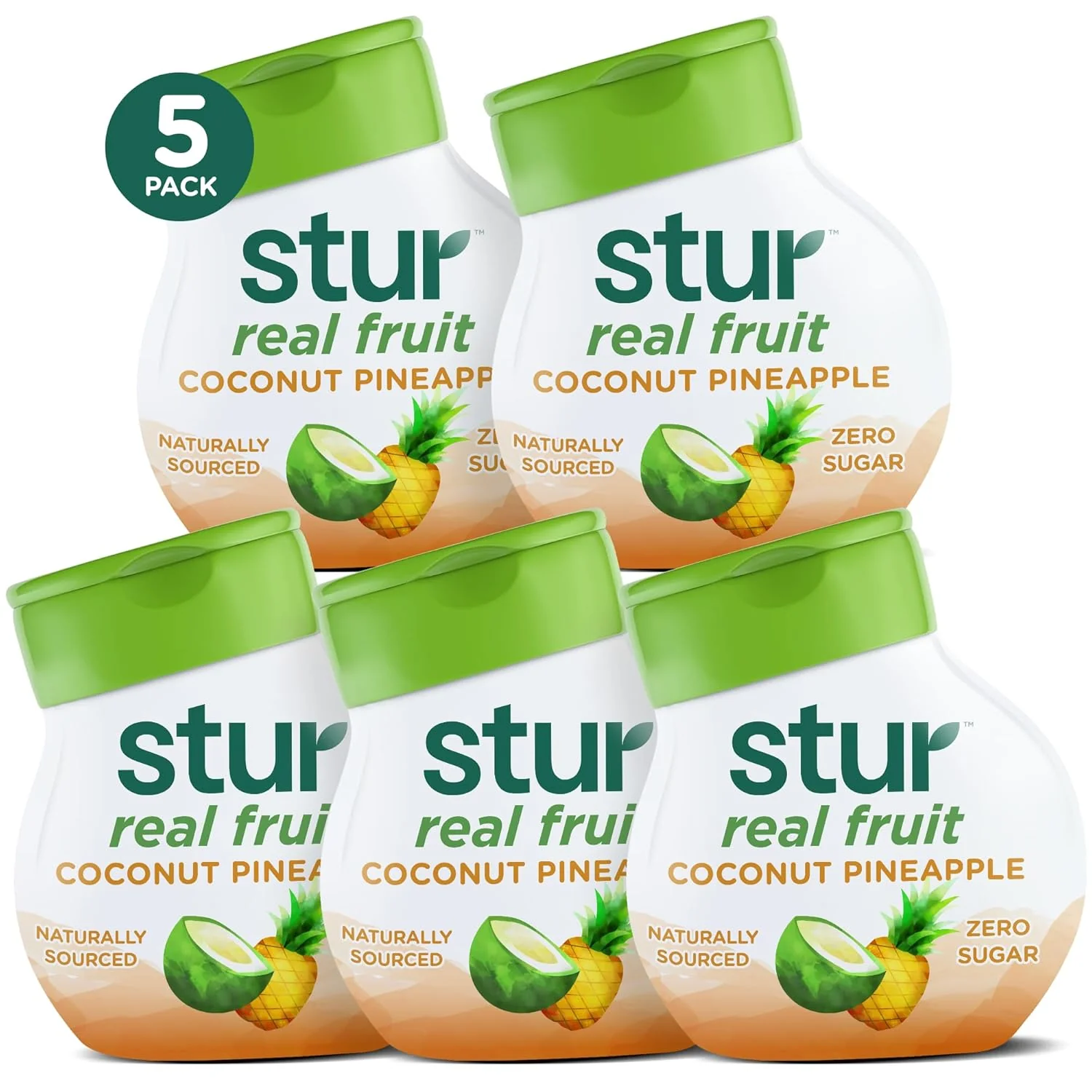 Flexible Stur Liquid Water Enhancer Coconut Pineapple Naturally Sweetened High in Vitamin C Antioxidants Sugar Zero Calories Keto Vegan Premium Material