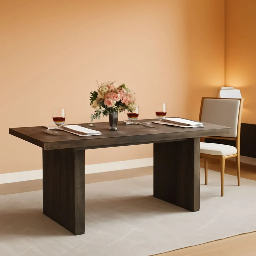 Eco-Friendly 63 Inch Dark Gray Dining Table Farmhouse Rectangular Functional
