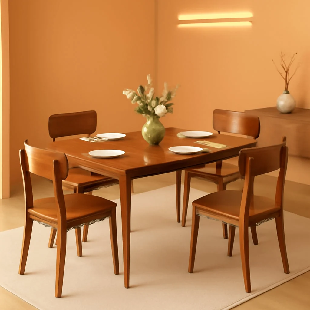 Relaxed Walnut 47 Inch Mid Century Rectangular Dining Table Pure