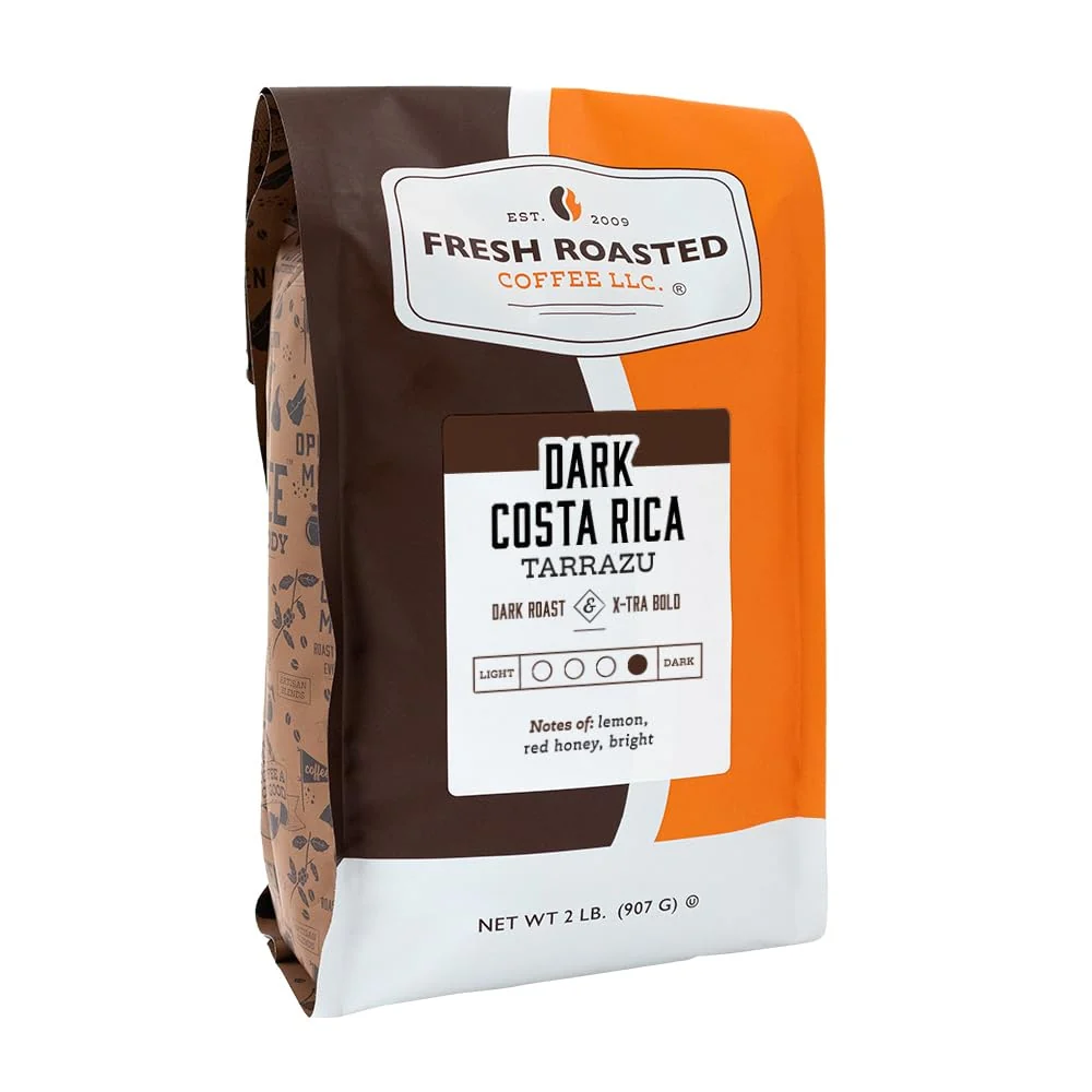 Dependable Fresh Roasted Coffee Dark Costa Rican Tarrazu 2 lb 32 oz Dark Roast Kosher Ground Eco-Friendly