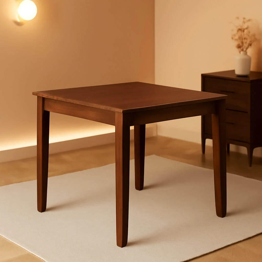 Innovative 36×36 Square Edge Solid Antique Walnut Dining Table Lightweight