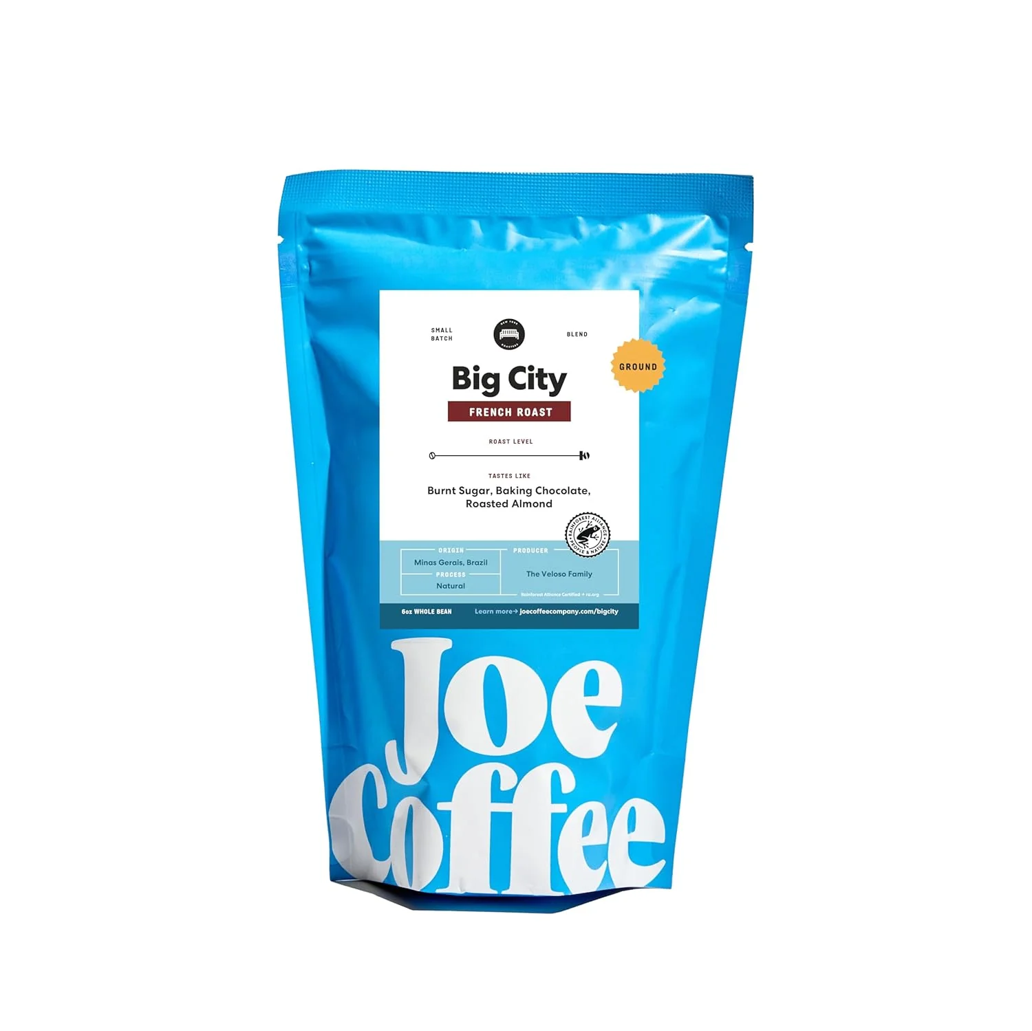Authentic Joe Coffee Company – Big City Ground Specialty Coffee 6 oz Bag NYC Roaster Rainforest Alliance Kosher Climate-Friendly Organic