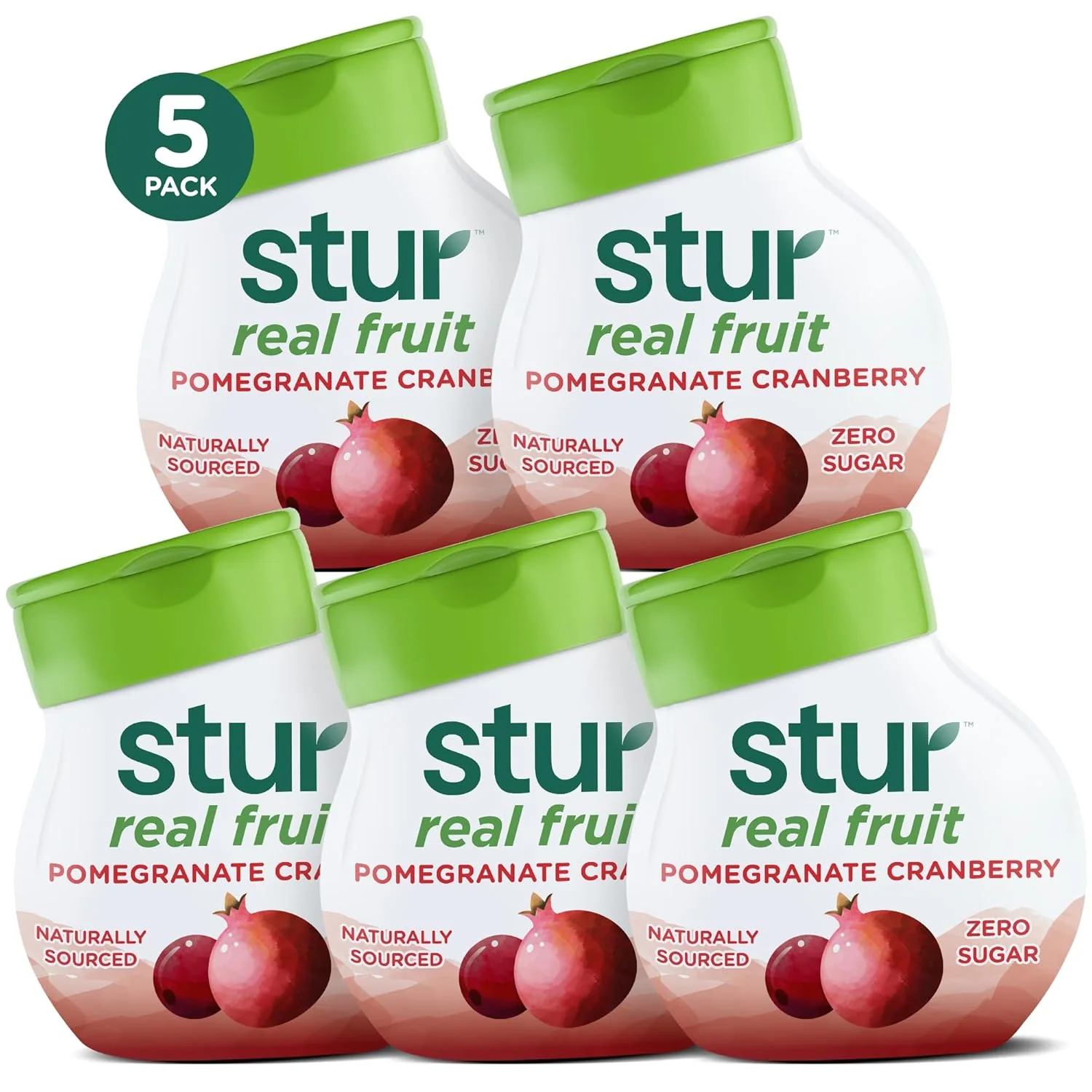 Top-Quality Stur Liquid Water Enhancer Pomegranate Cranberry Naturally Sweetened High in Vitamin C Antioxidants Sugar Zero Calories Keto Vegan 5 Bottles Makes 120 Drinks High-Quality