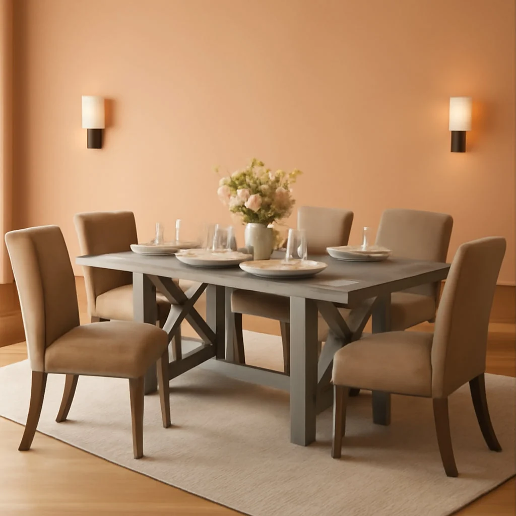Professional Rustic Gray Solid Wood Long Rectangular Dining Table Fine