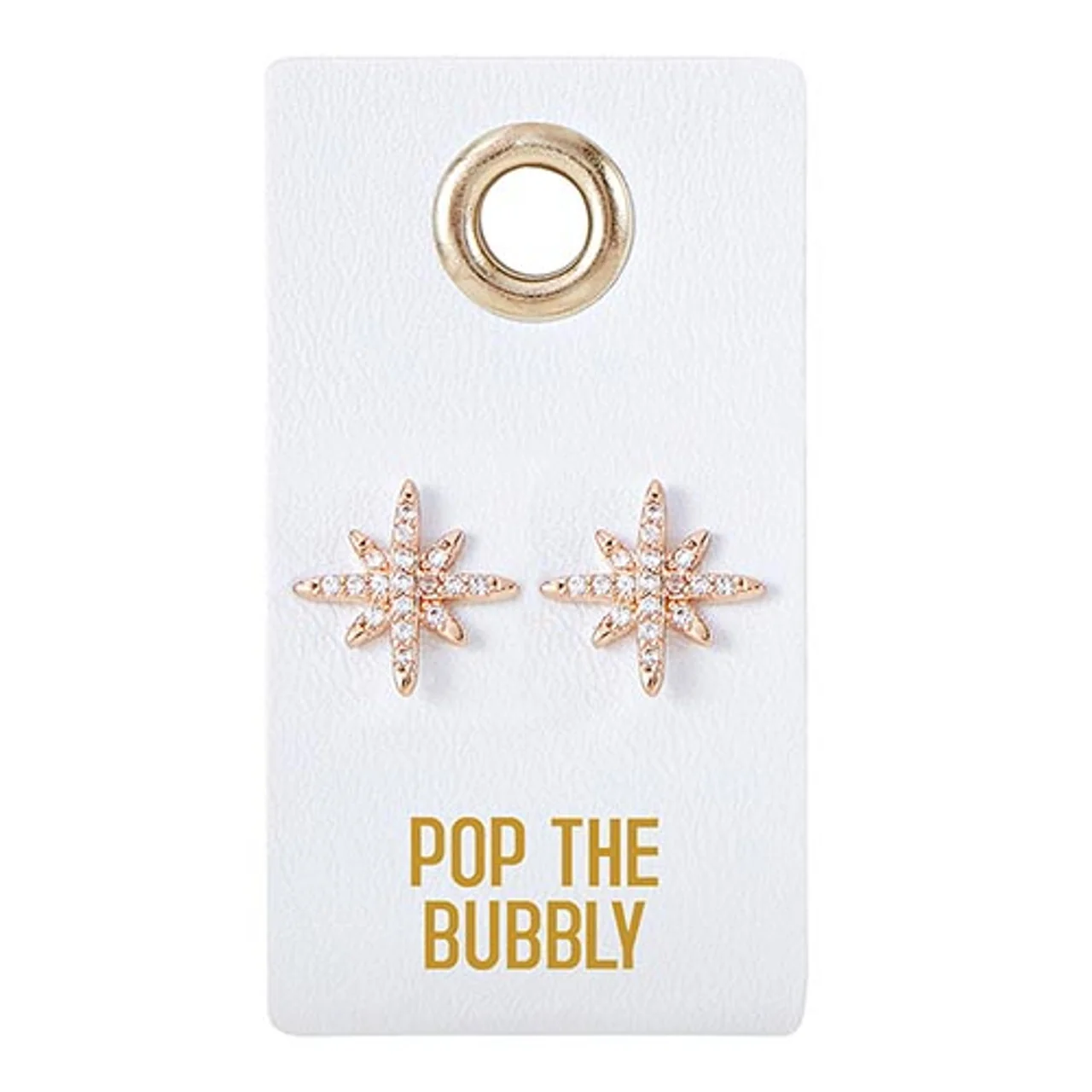 Proven Pop the Bubbly Spark Gem Stud Earrings Leather Gift Tag Sophisticated