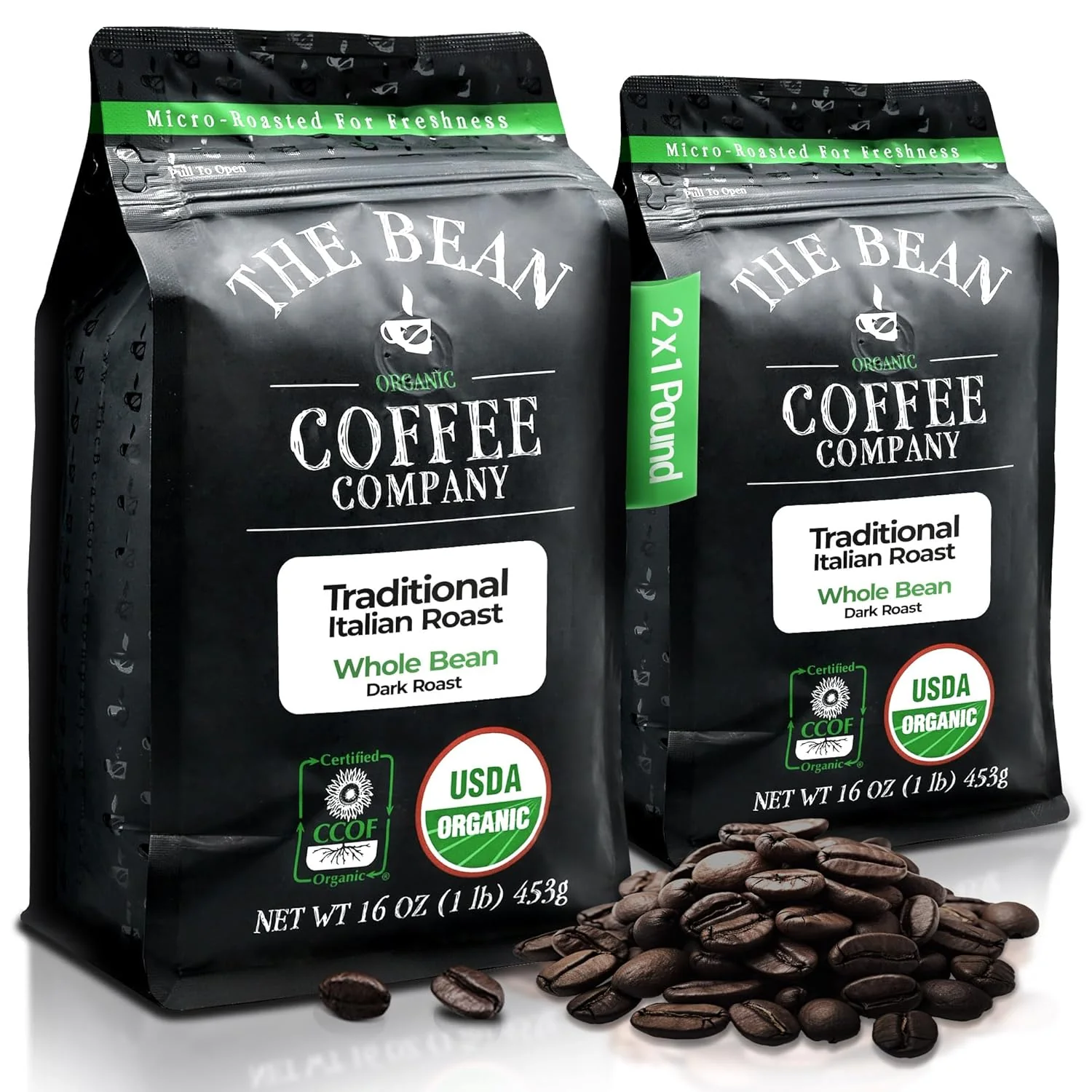 Proven The Bean Organic Coffee Co. Il Chicco Italian Roast Whole Bean 2 x 1 lb Bold smooth Italian-style dark roast. Organic coffee beans. 2 x 1 lb. Superior