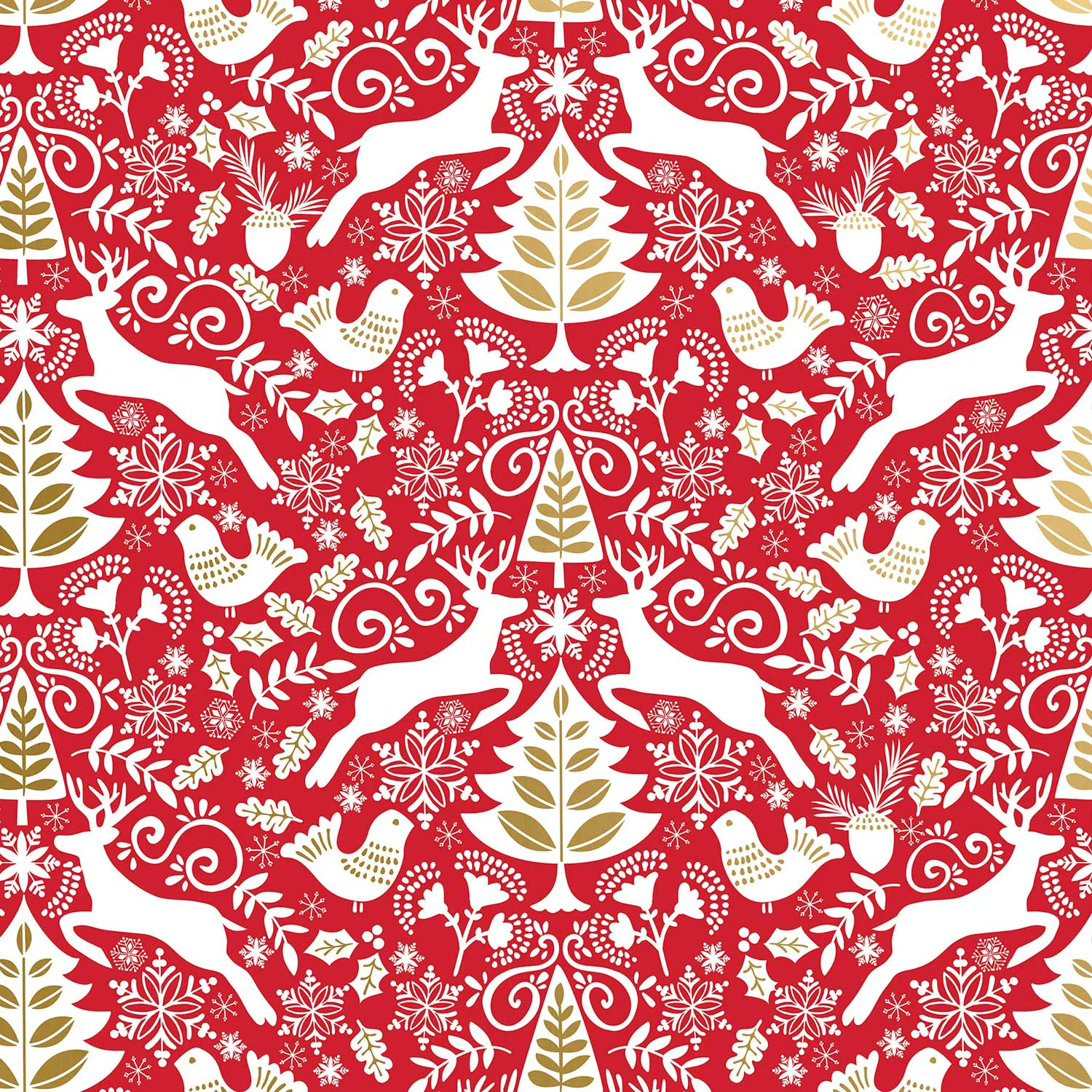 Solid Red Scandanavian Christmas Gift Wrap 10 ft x 30 High-End