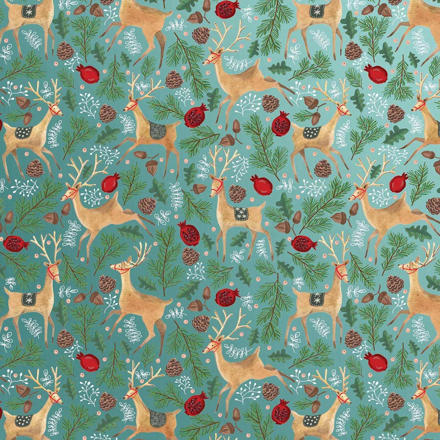 Relaxed Reindeer Tapestry Christmas Gift Wrap 10 ft x 30 Easy-to-Use