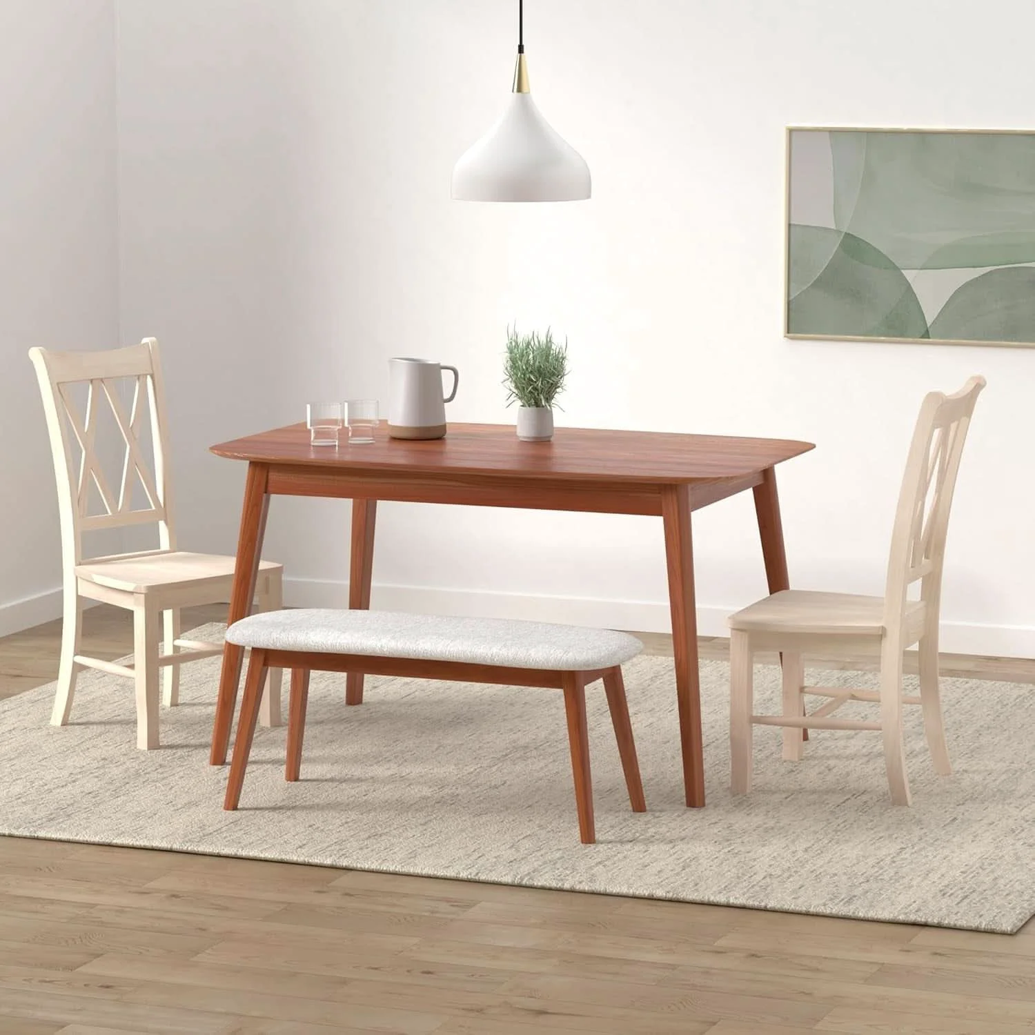 Flexible Two Unfinished Parawood Dining Chairs With X Back Casual