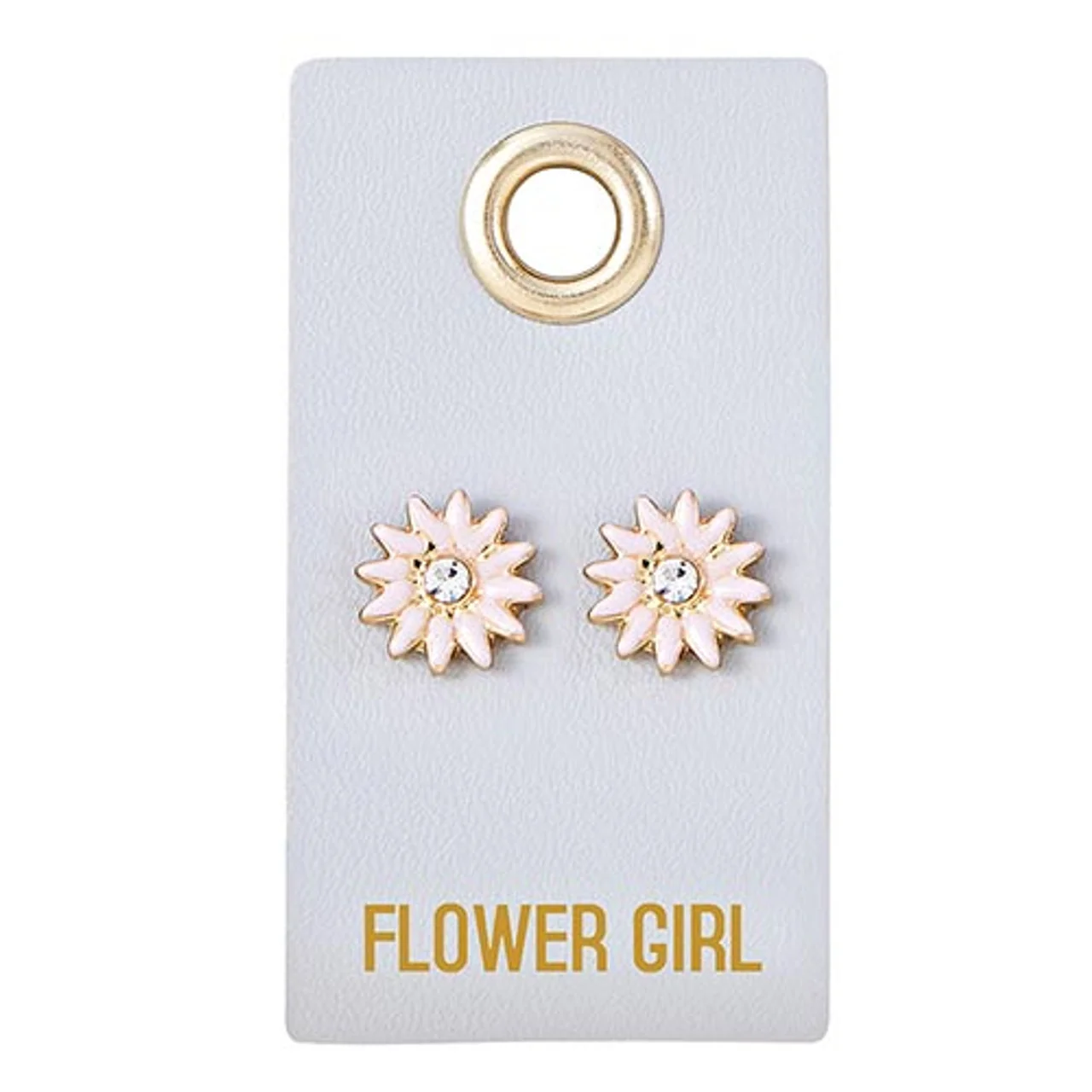 Reusable Flower Girl Flower Gem Stud Earrings Leather Gift Tag Selected