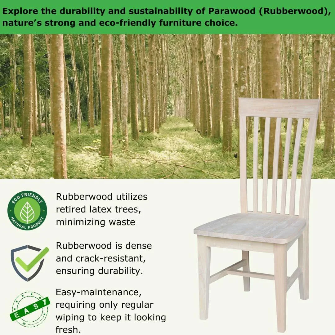 Top-Quality Set Of 2 Tall Mission Dining Chairs Unfinished Parawood Original Design