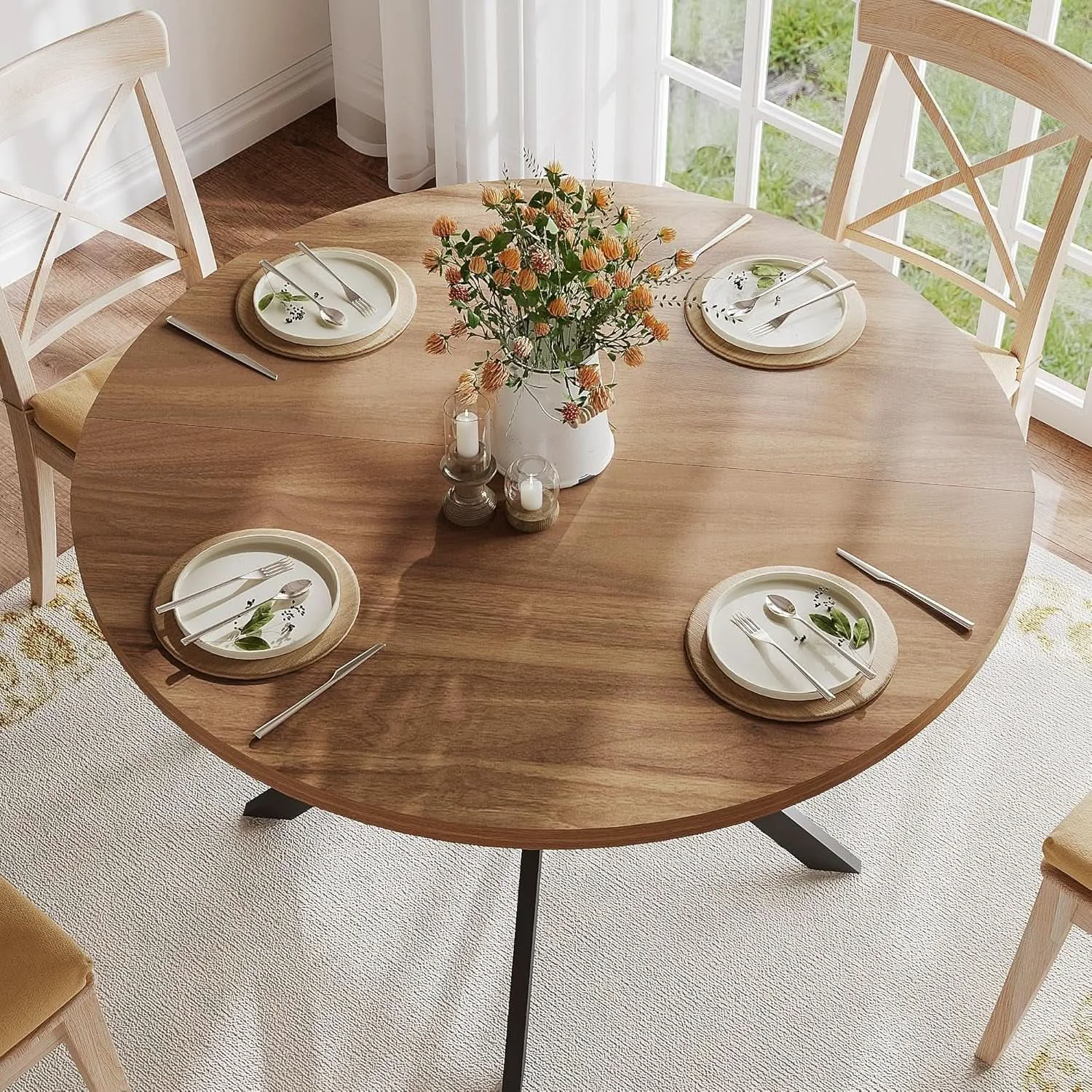 Trendy Walnut Dining Table For Four Farmhouse Kitchen Rustic Traditional