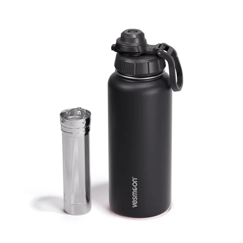 Enhanced Vessence 32 Oz Stainless Steel Tea Infuser Bottle for Loose Leaf Tea Easy-to-Use