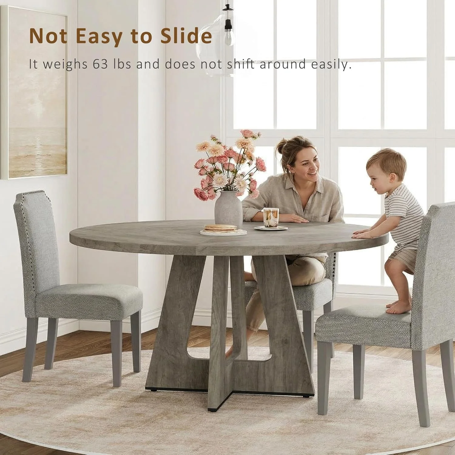 Responsible Forty Seven Inch Grey Dining Table Modern Kitchen Collection Convenient
