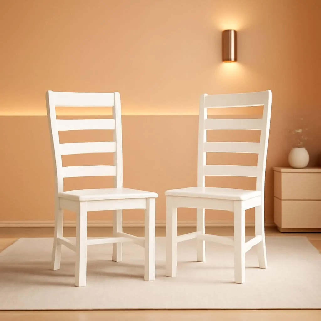 Excellent White Farmhouse Dining Chairs Set of 2 With Footrest Advanced