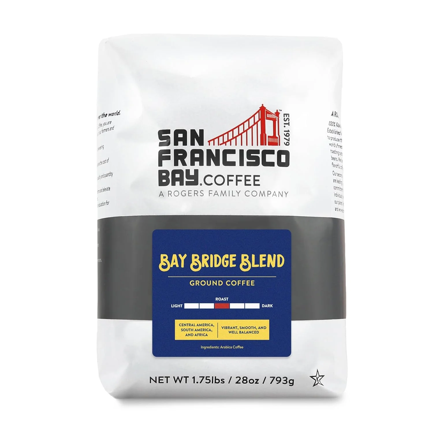 Powerful San Francisco Bay Ground Coffee – Bay Bridge Blend 28oz Bag Medium Roast High-Quality
