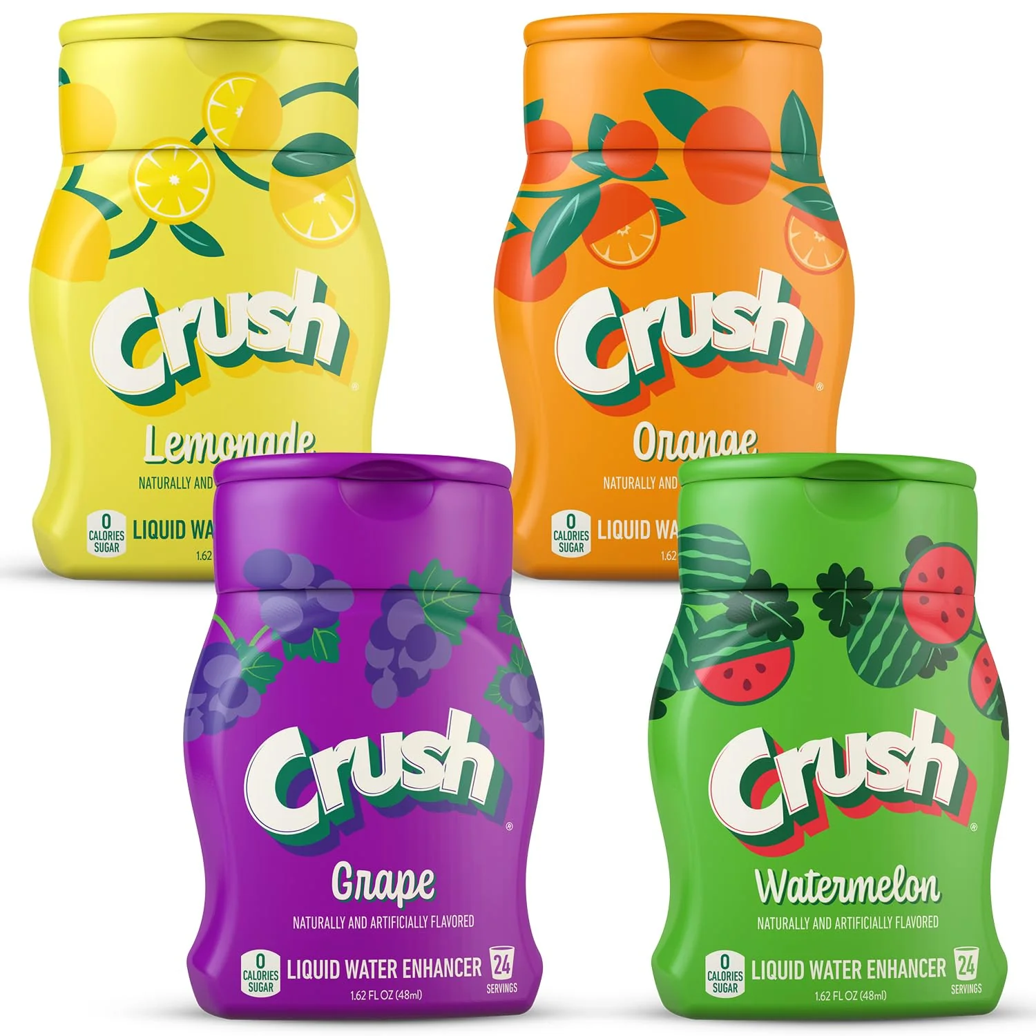 Innovative Crush Summer Variety Liquid Water Enhancer – New Better Taste 4 Bottles Makes 96 Flavored Water Drinks – Sugar Zero Calorie Original