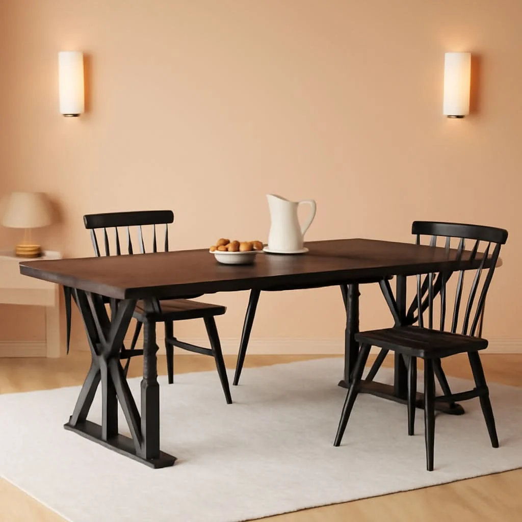 Efficient Farmhouse Dining Table 70.8 Inch Heavy Duty Metal Legs Comfortable