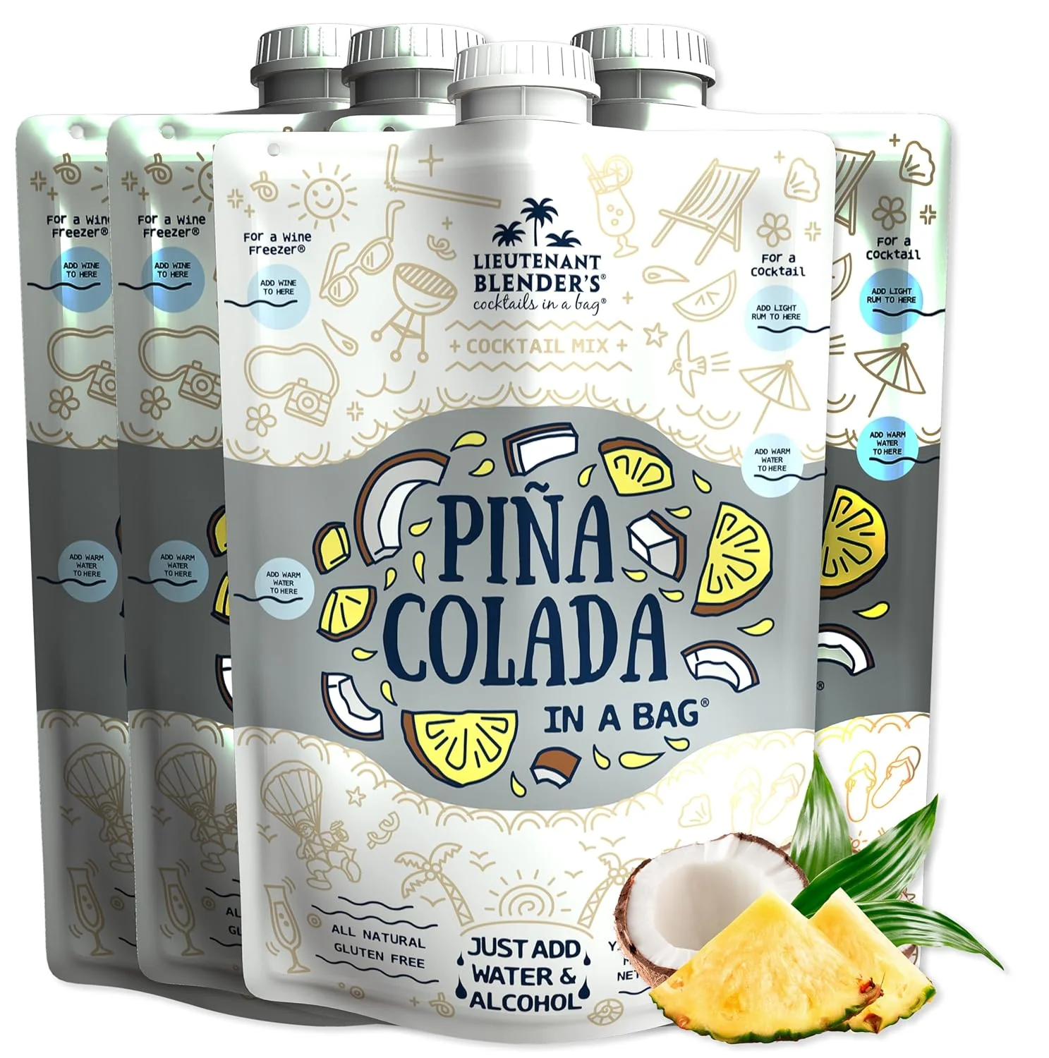 Clean Lt. Blender’s Pina Colada in a Bag – Pina Colada Drink Mix – Each Bag Makes 1 2 Gallon of Slushie Pina Colada Mix – Cocktail Mix – Make a Cocktail First-Class