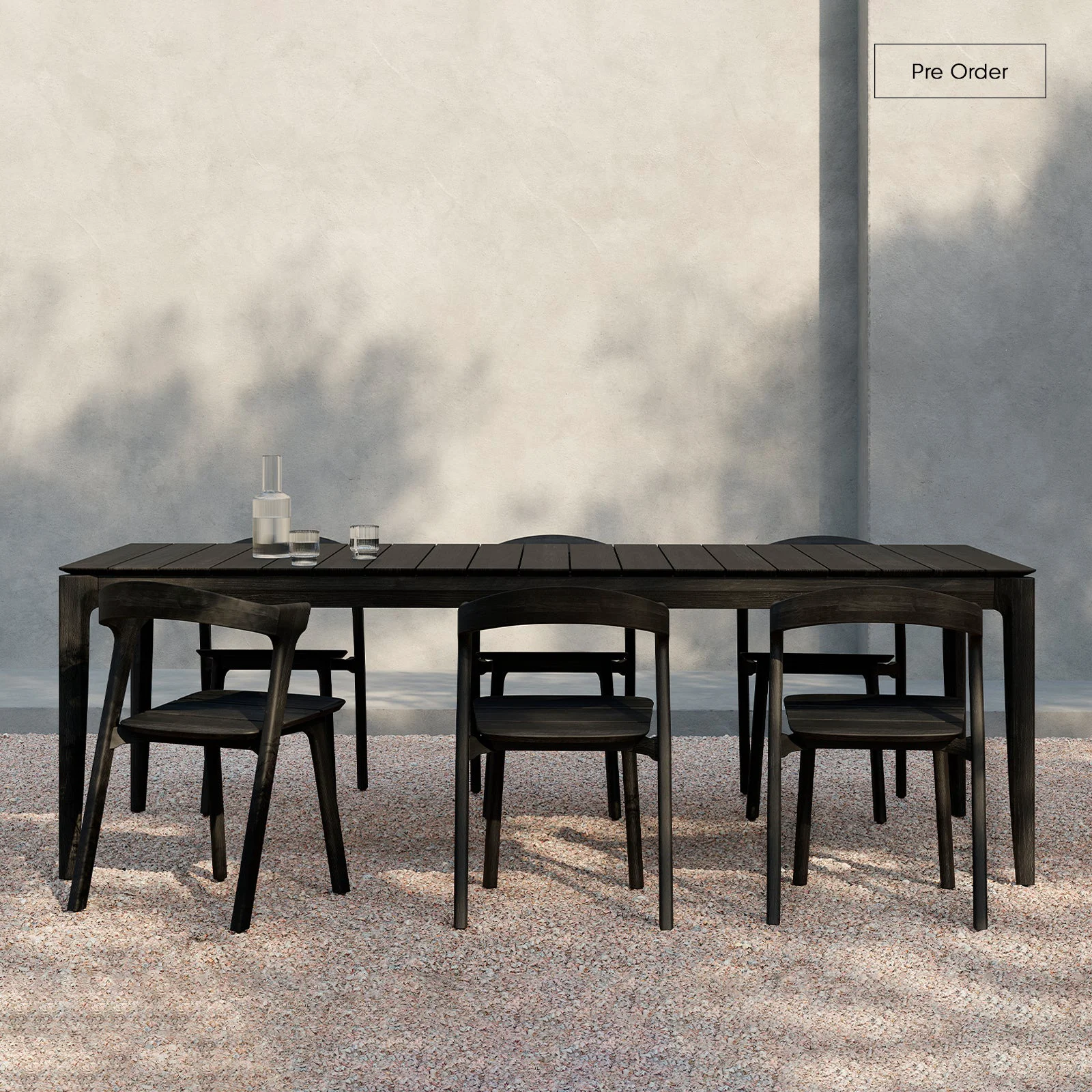 Stylish Bok Outdoor Dining Table Black Teak Professional