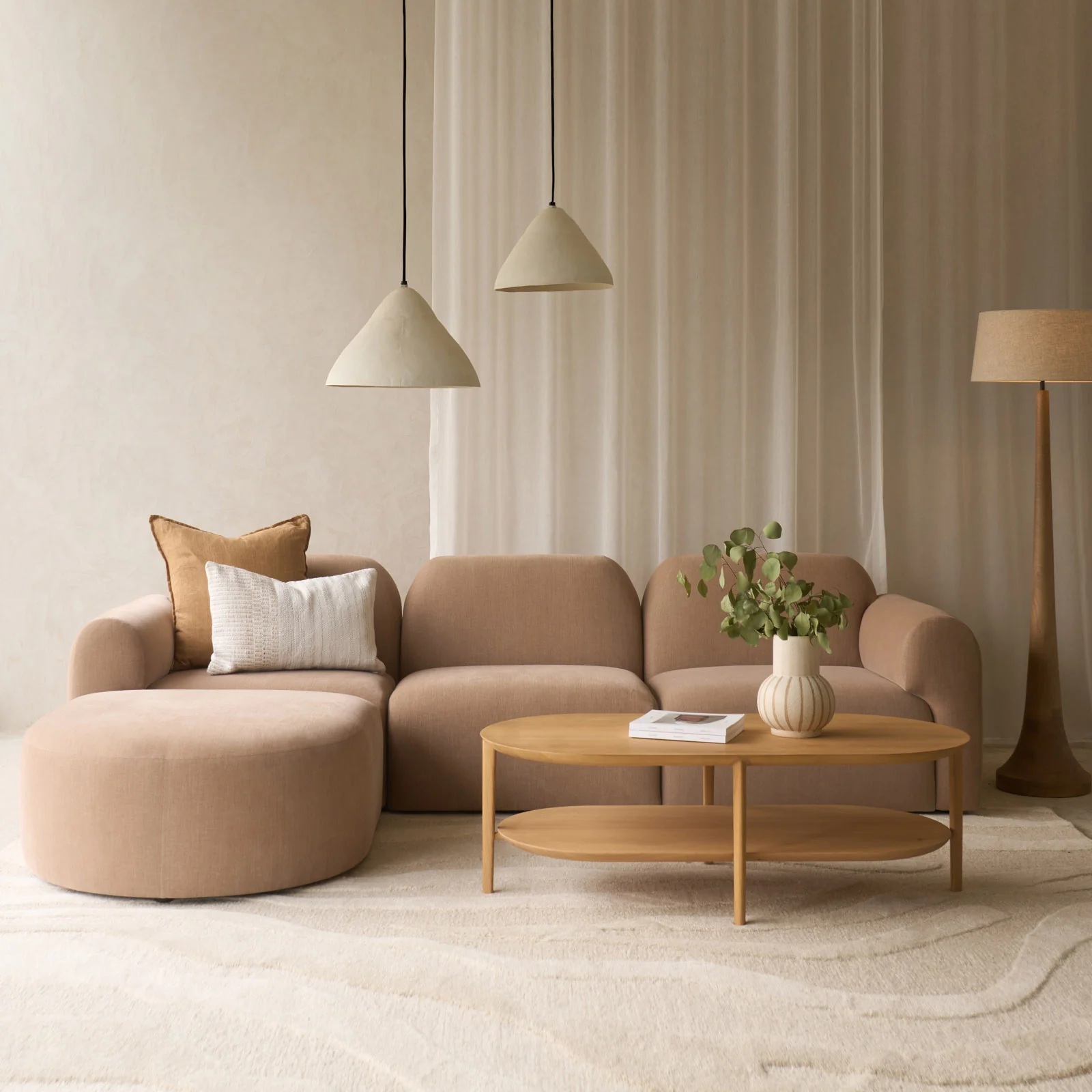 Comfortable Bulky Modular Sofa Sepia 270cm Green