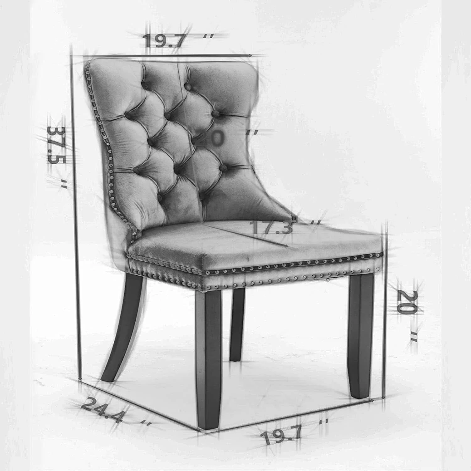 Effective Velvet Tufted Dining Chairs Set Of Four Gold Finish Professional