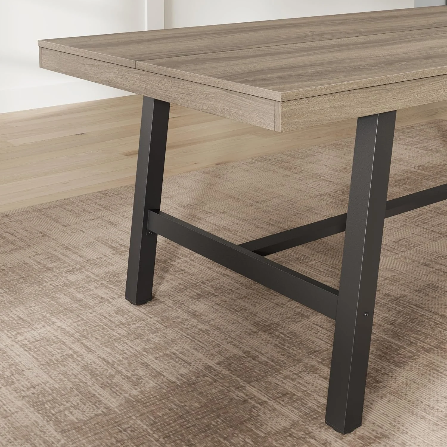 Elite 86-Inch Grey Walnut Dining Table Non-Extendable Sturdy Quality