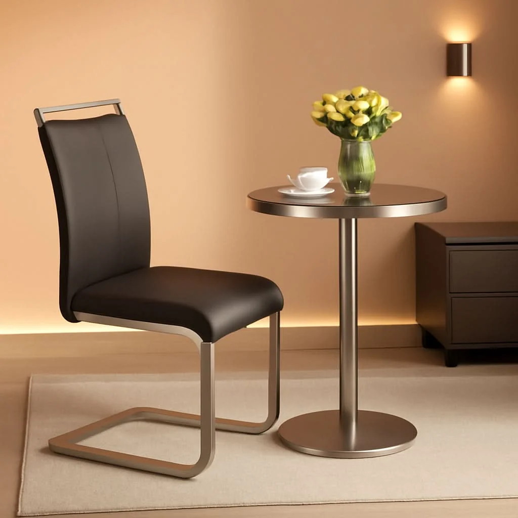World-Class Black Dining Chairs 4 Pack With Faux Leather Seats Innovative