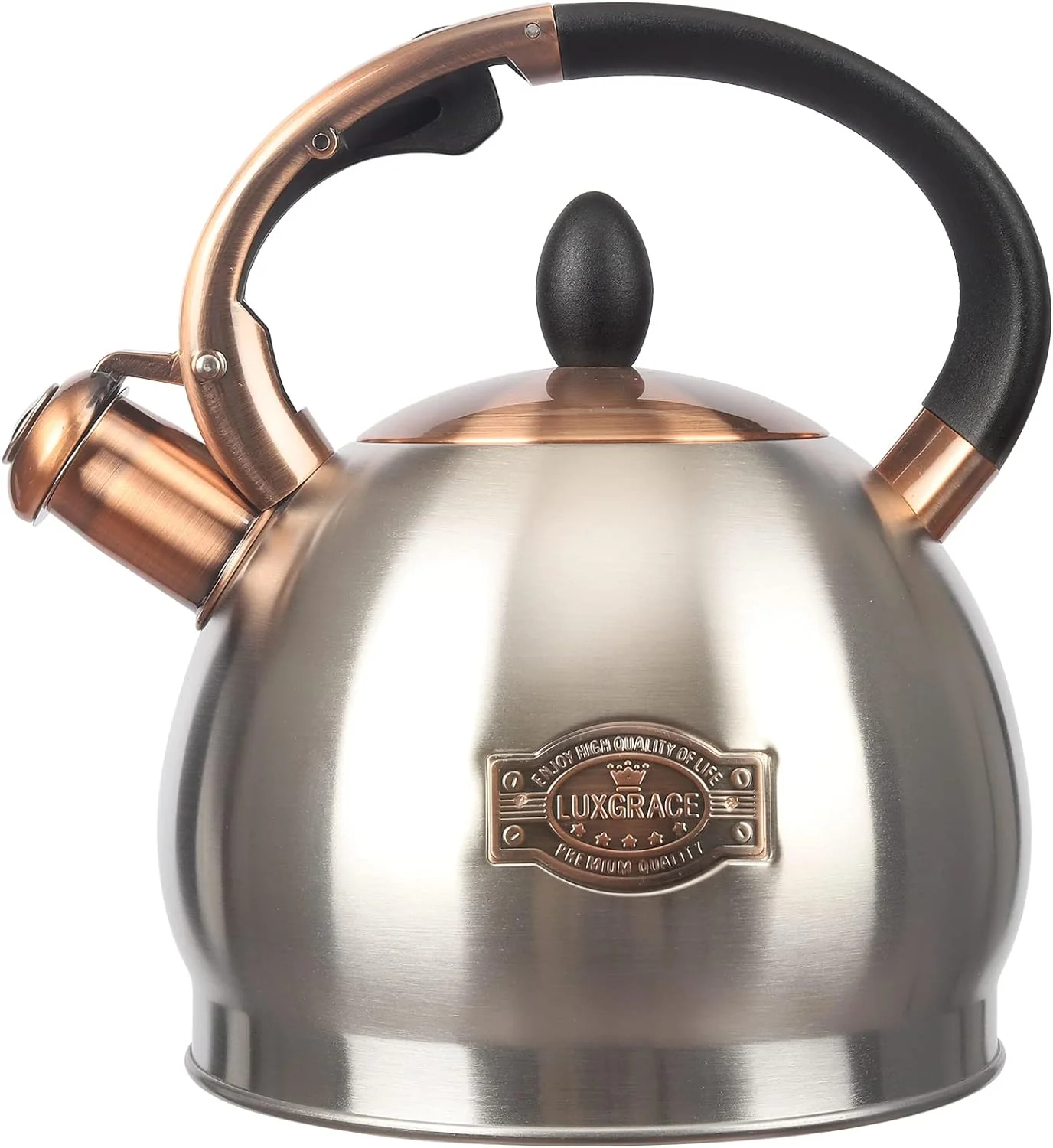 Long-Lasting 3Quart Whistling Tea Kettle Classic Teapot Stainless Steel Teakettle with Cool Grip for Stovetop Functional