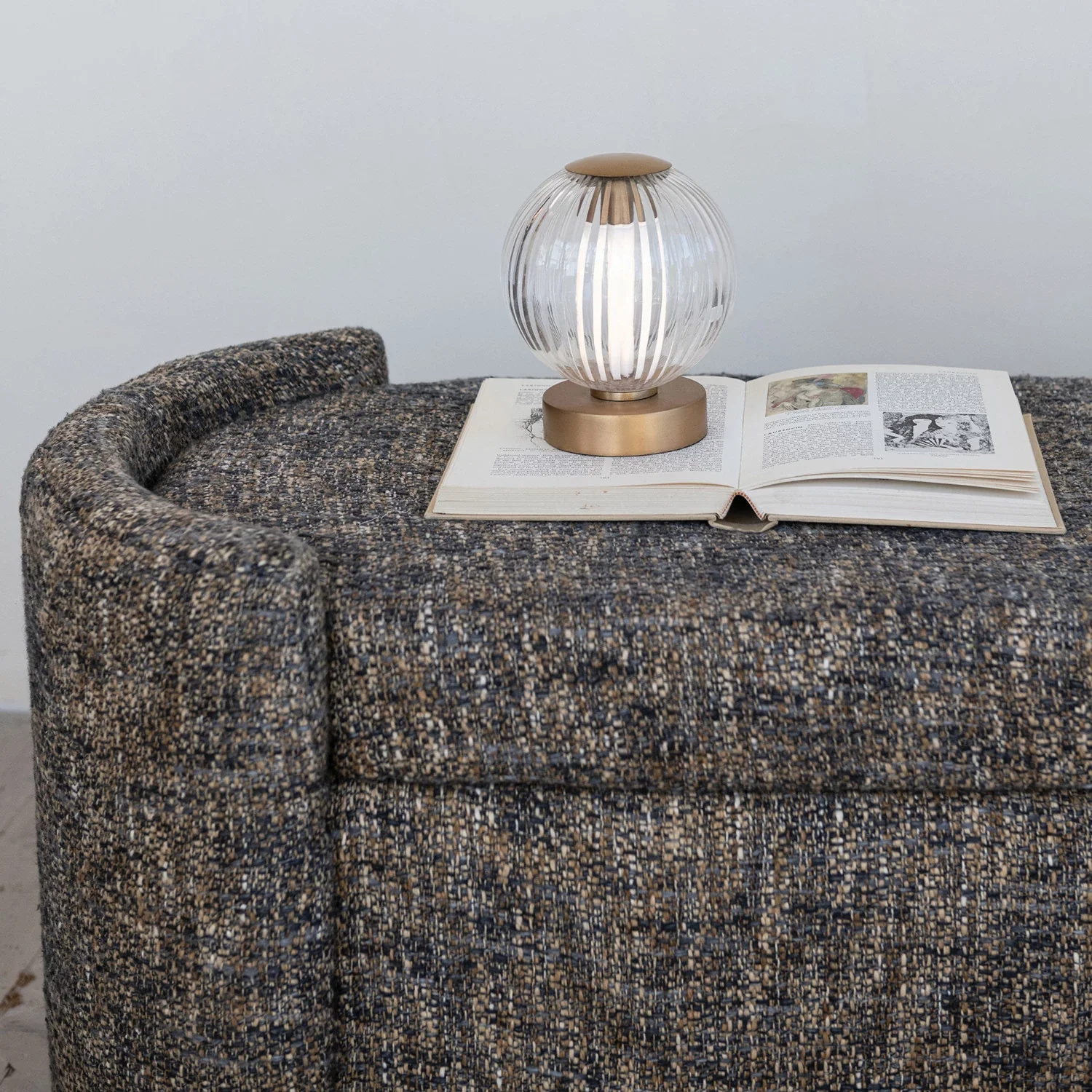 Casual Pleated LED Table Lamp Cordless Antique Brass Organic
