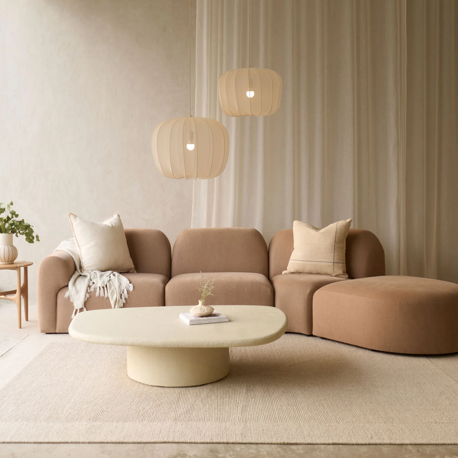 Durable Bulky Modular Sofa Sepia 315cm World-Class