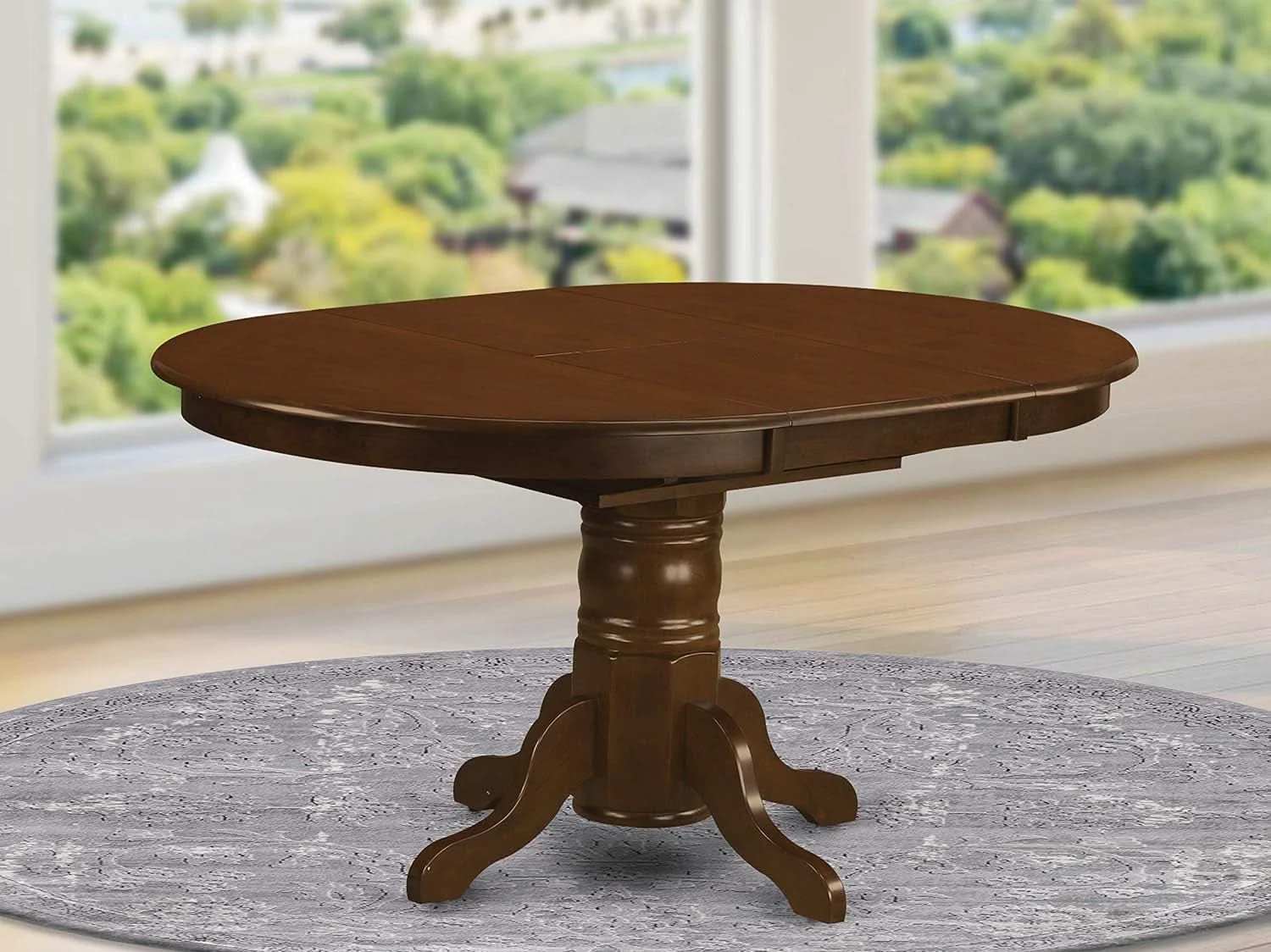 Elegant Oval Solid Wood Dining Table With Butterfly Leaf Espresso Environmentally Friendly