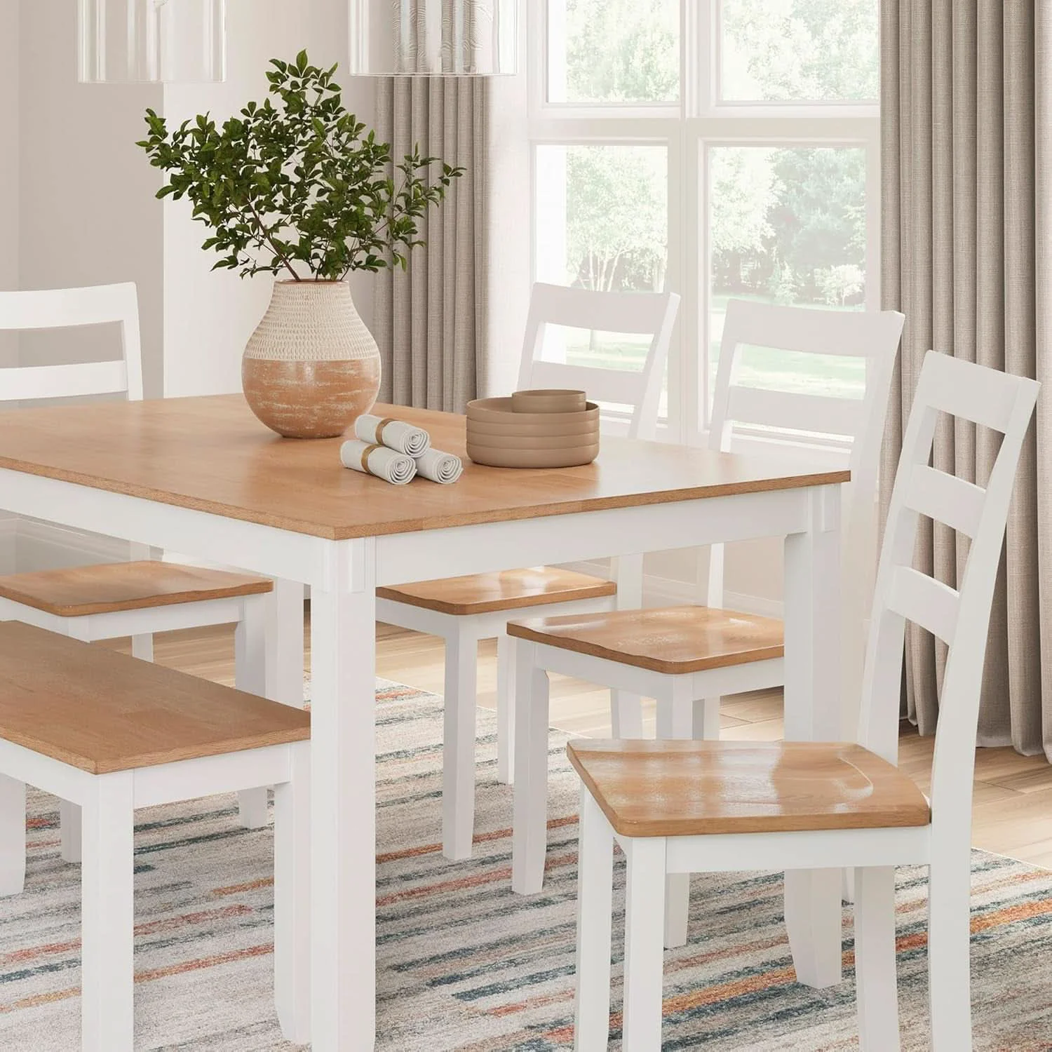 Professional Dining Table Set White Mango Wood Contemporary Style Edition Optimized