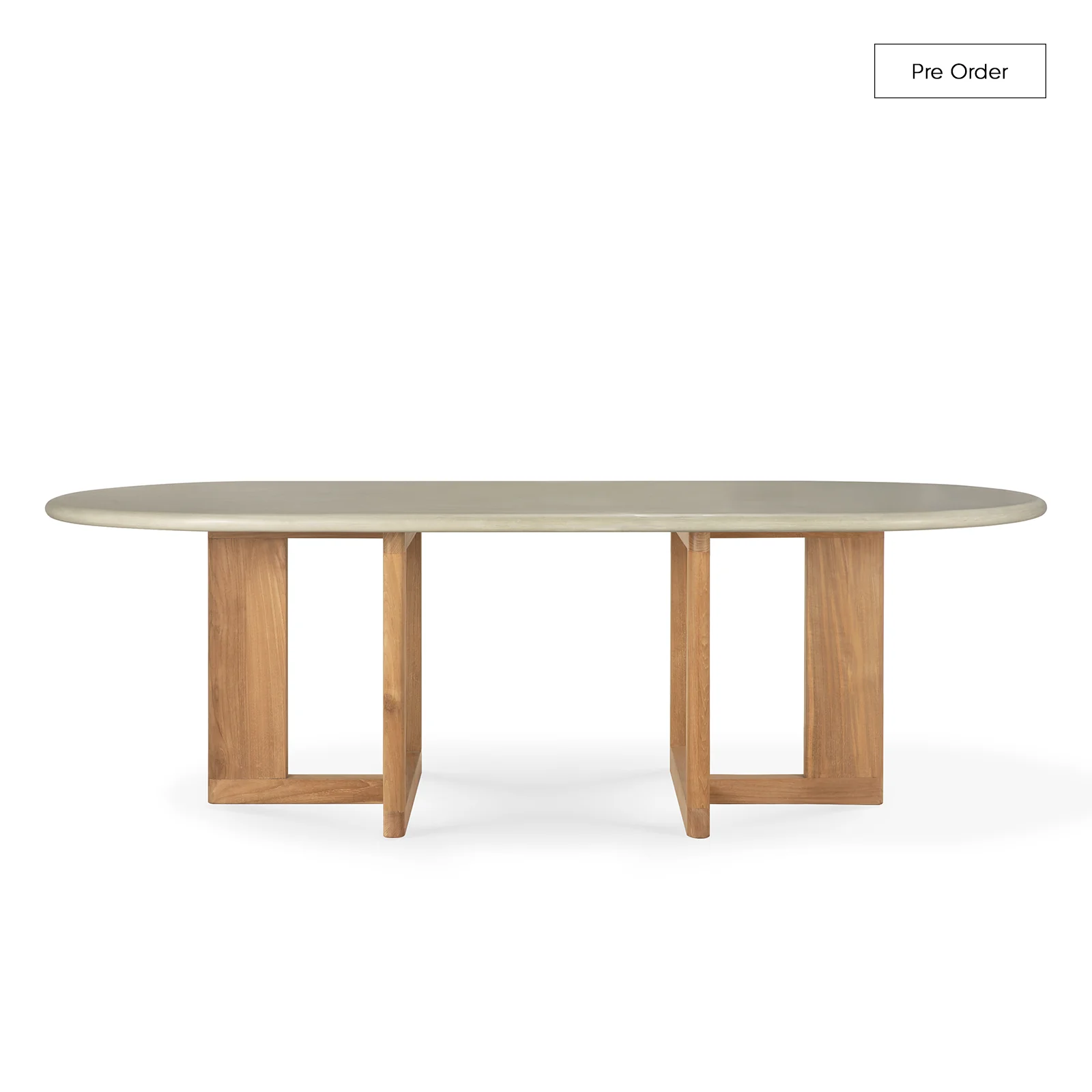 Secure Trestle Outdoor Dining Table Concrete Teak Responsible
