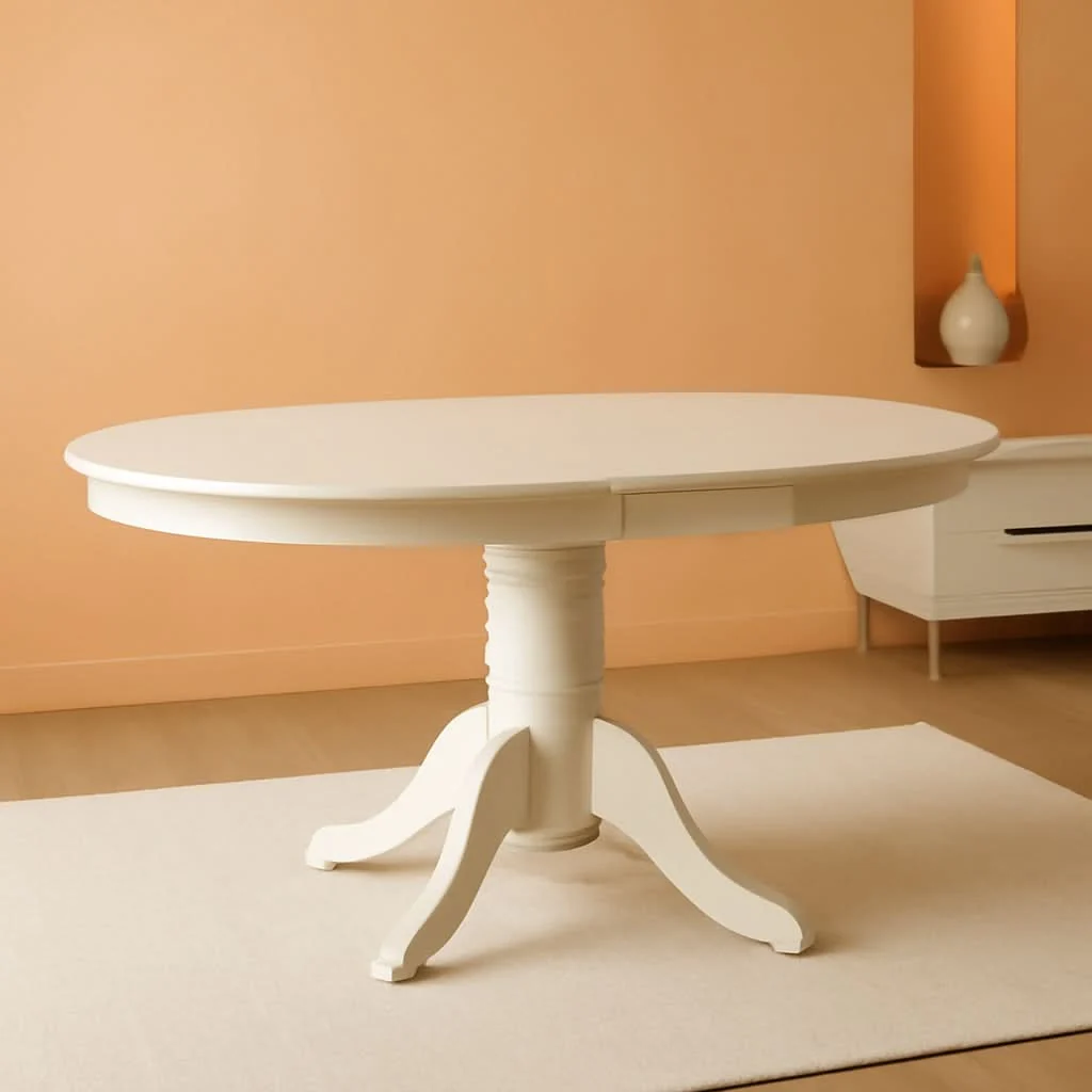 Authentic Avon Oval Dining Table 42×60 Linen White Butterfly Leaf High-Grade